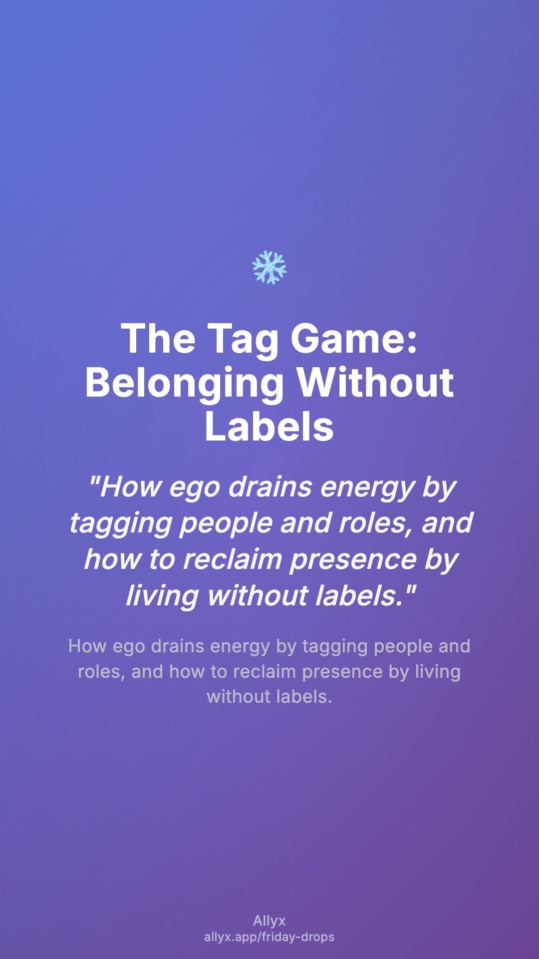 Shareable story card for The Tag Game: Belonging Without Labels