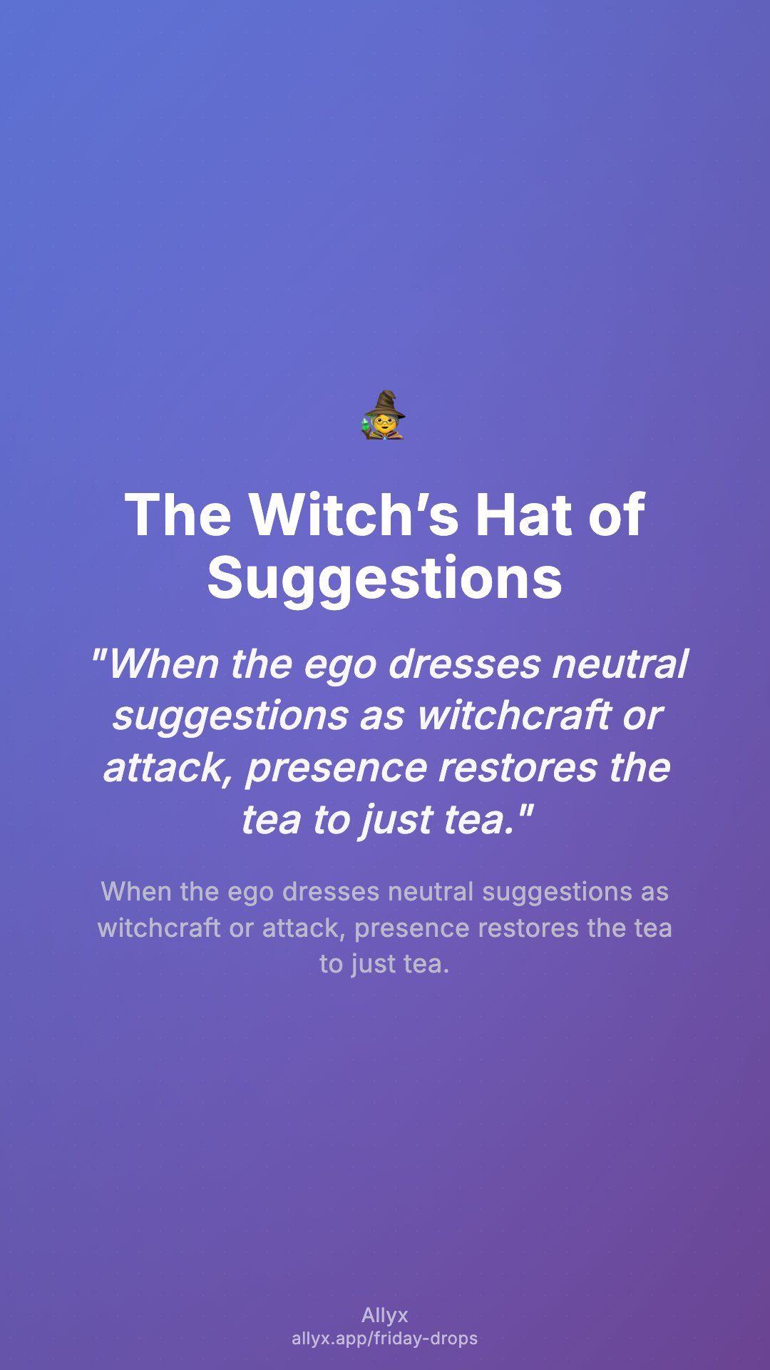 Shareable story card for The Witch’s Hat of Suggestions