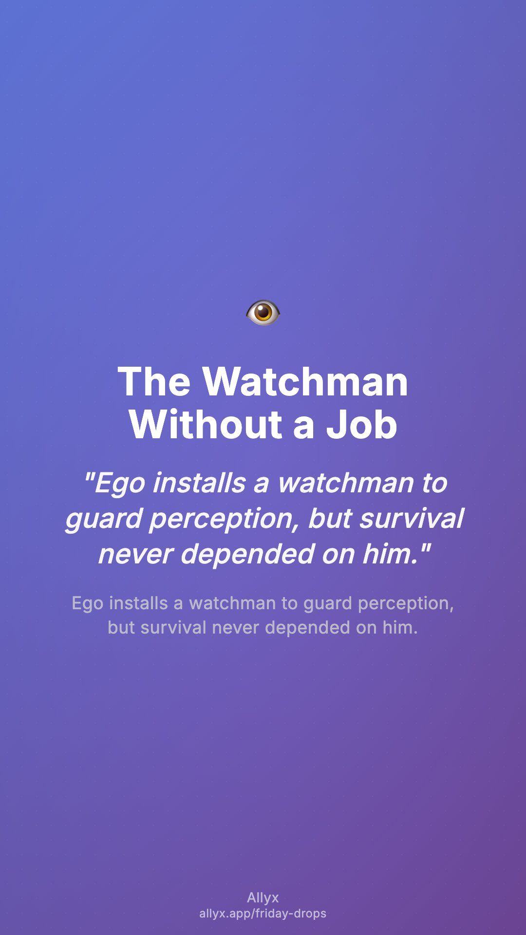 Shareable story card for The Watchman Without a Job