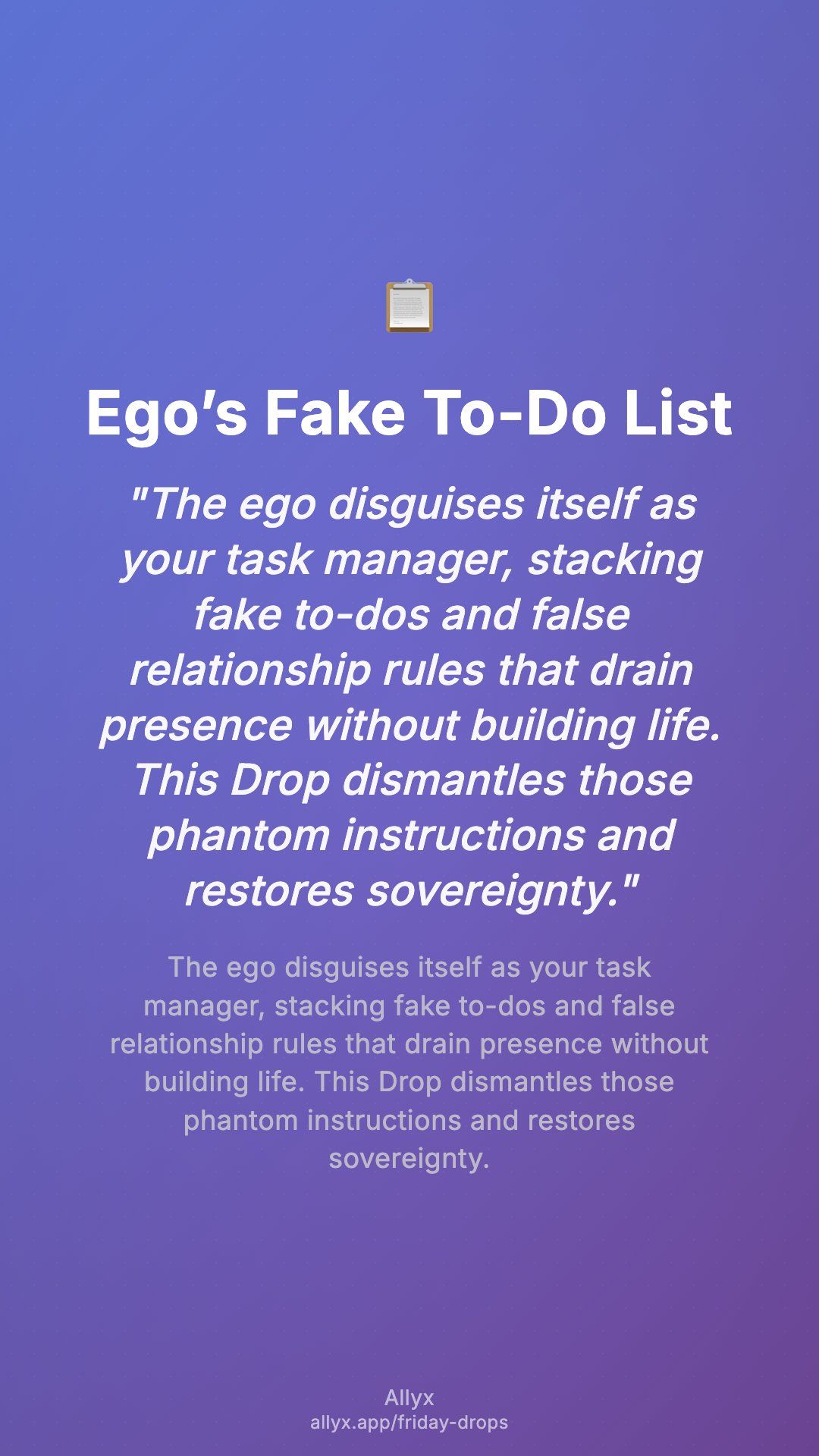 Shareable story card for Ego’s Fake To-Do List