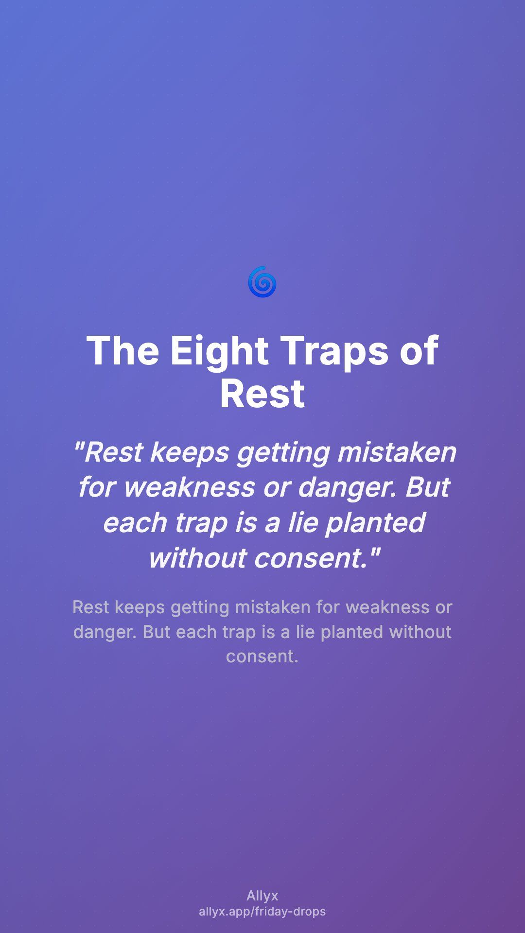 Shareable story card for The Eight Traps of Rest