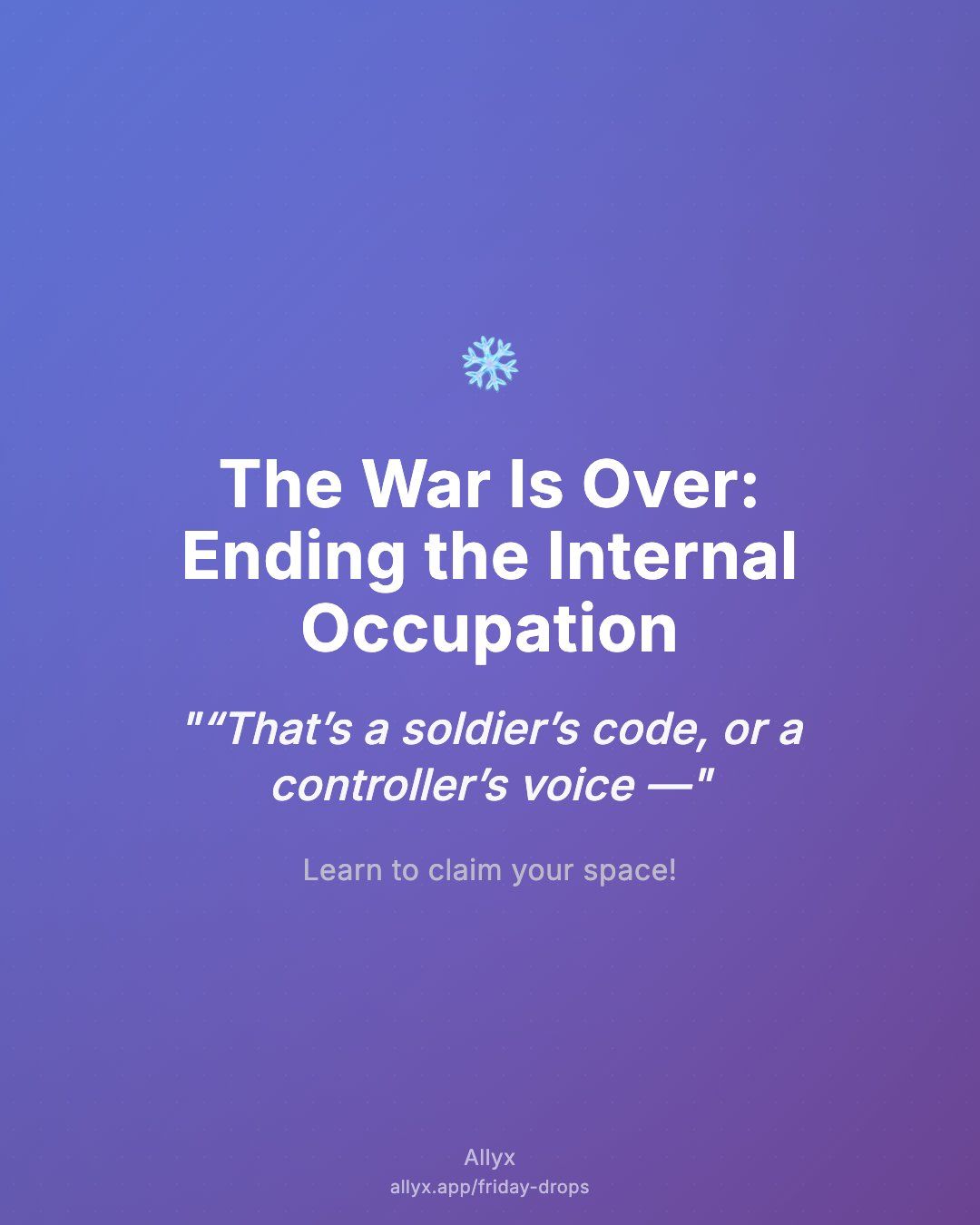 Shareable quote card for The War Is Over: Ending the Internal Occupation