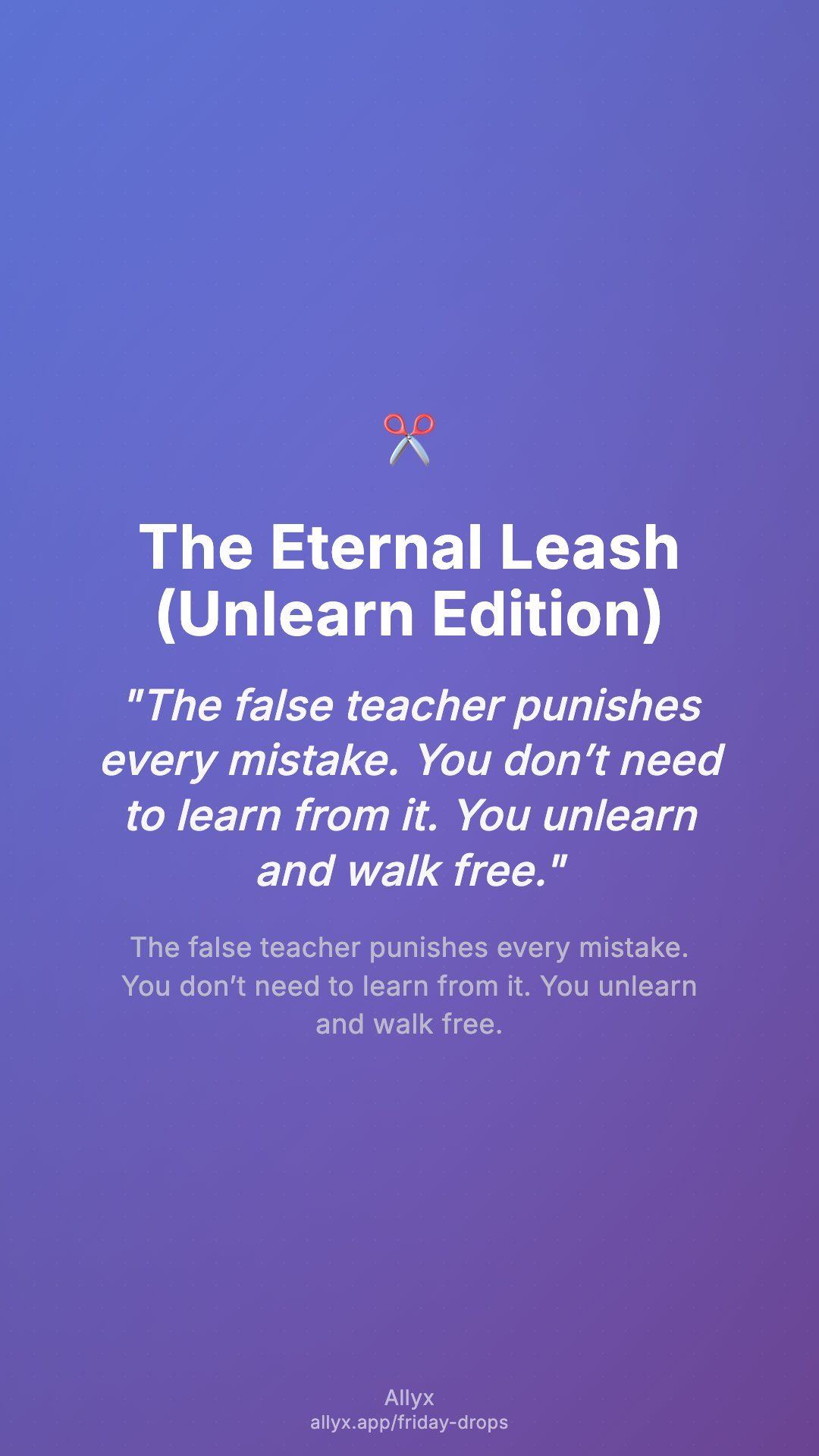Shareable story card for The Eternal Leash (Unlearn Edition)