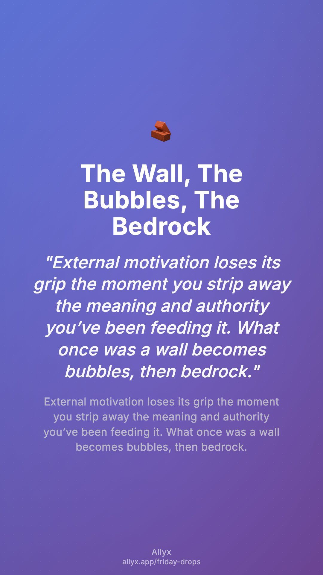 Shareable story card for The Wall, The Bubbles, The Bedrock