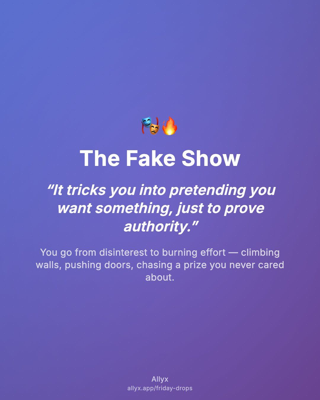 Shareable quote card for The Fake Show