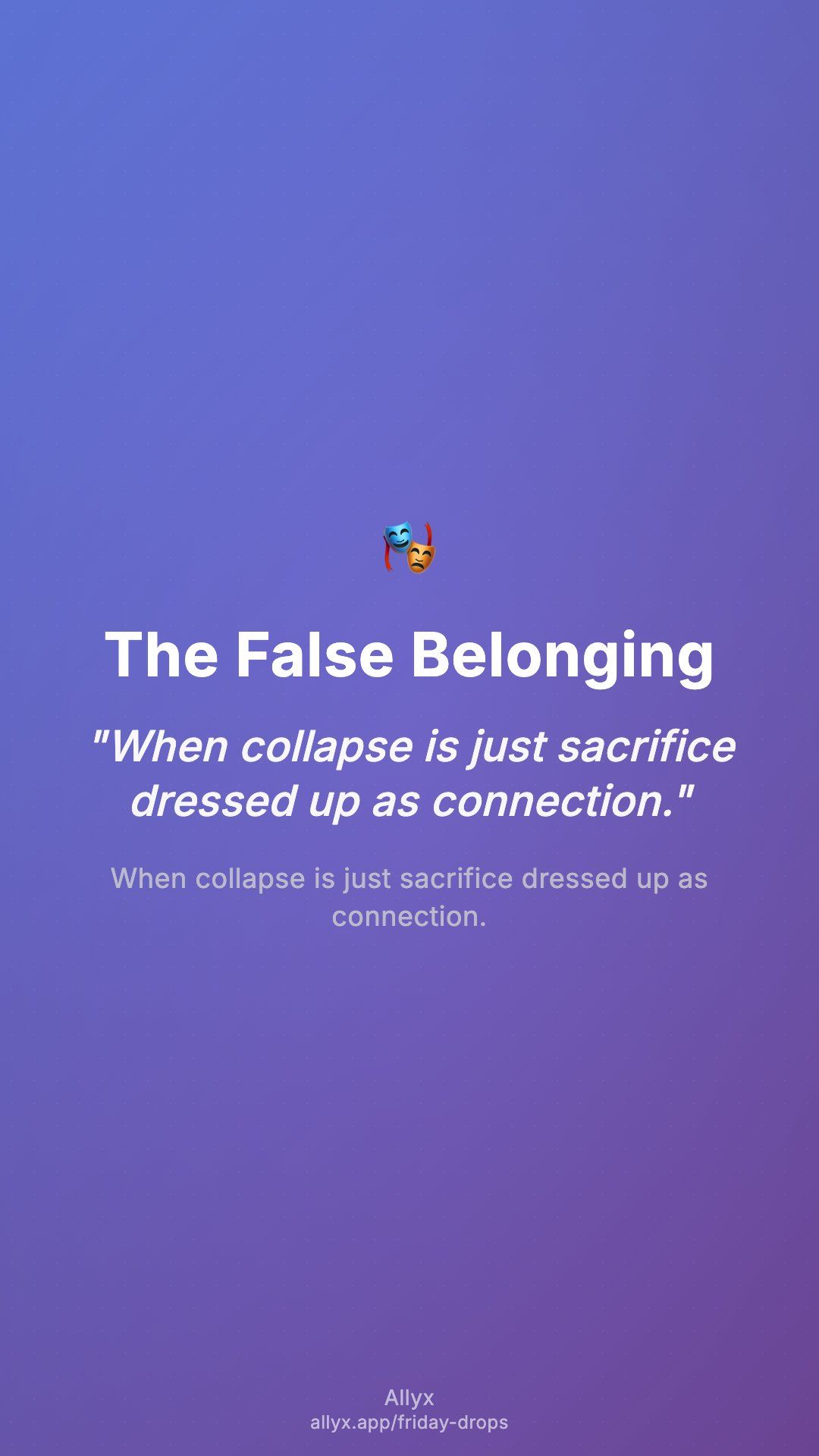 Shareable story card for The False Belonging