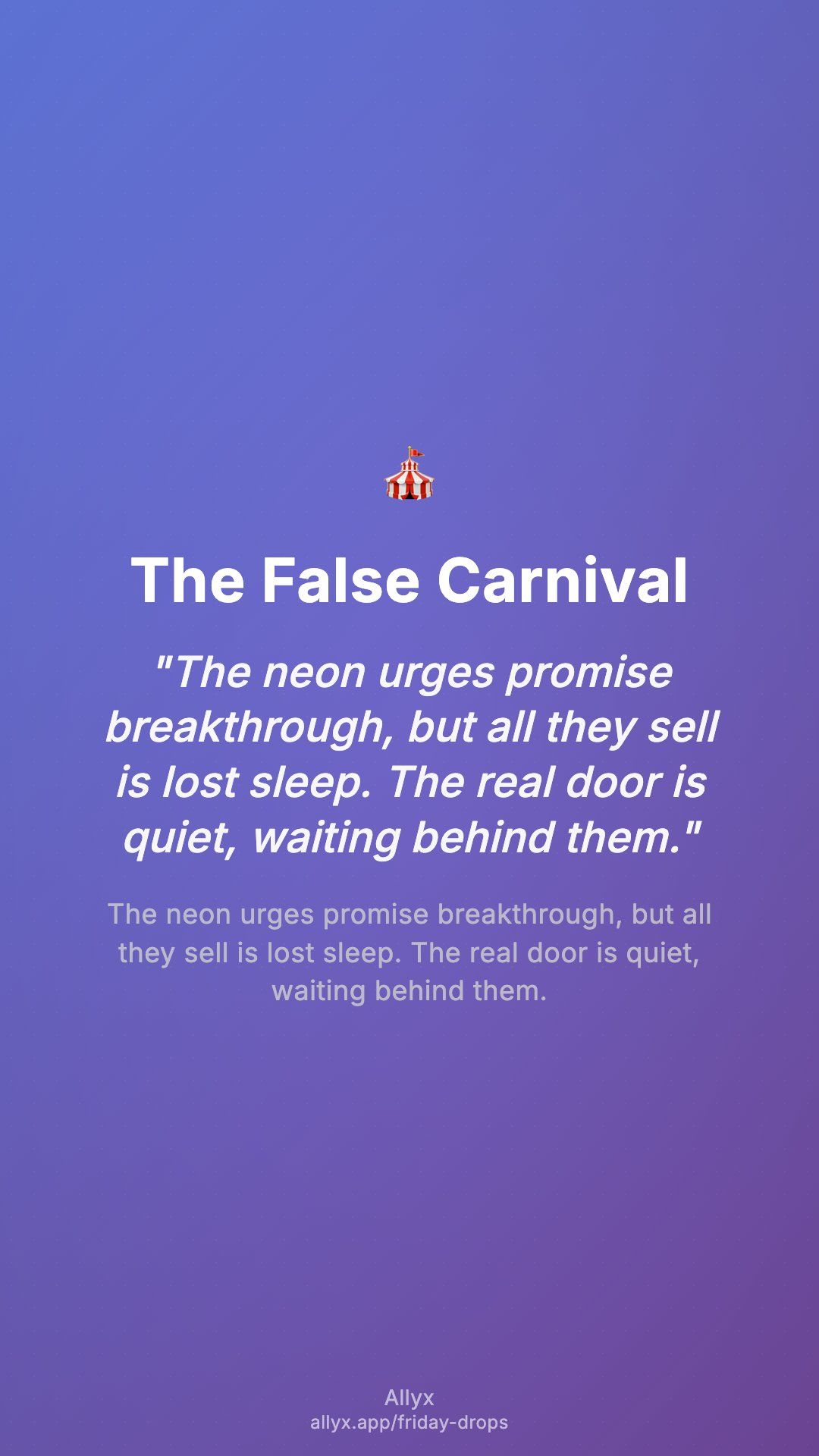Shareable story card for The False Carnival