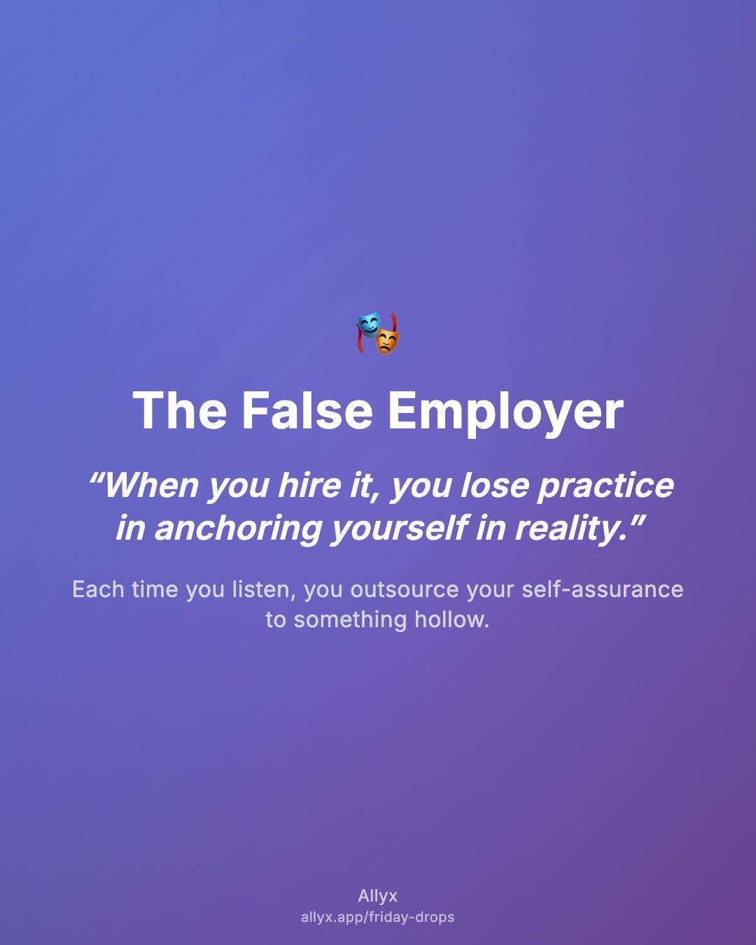 Shareable quote card for The False Employer