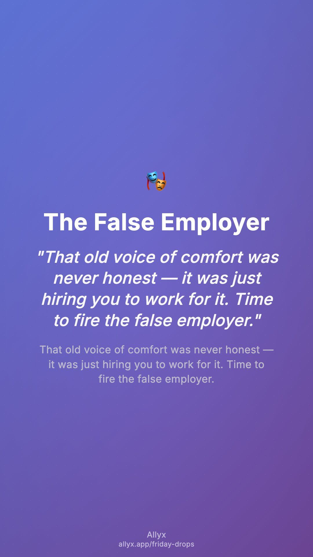 Shareable story card for The False Employer