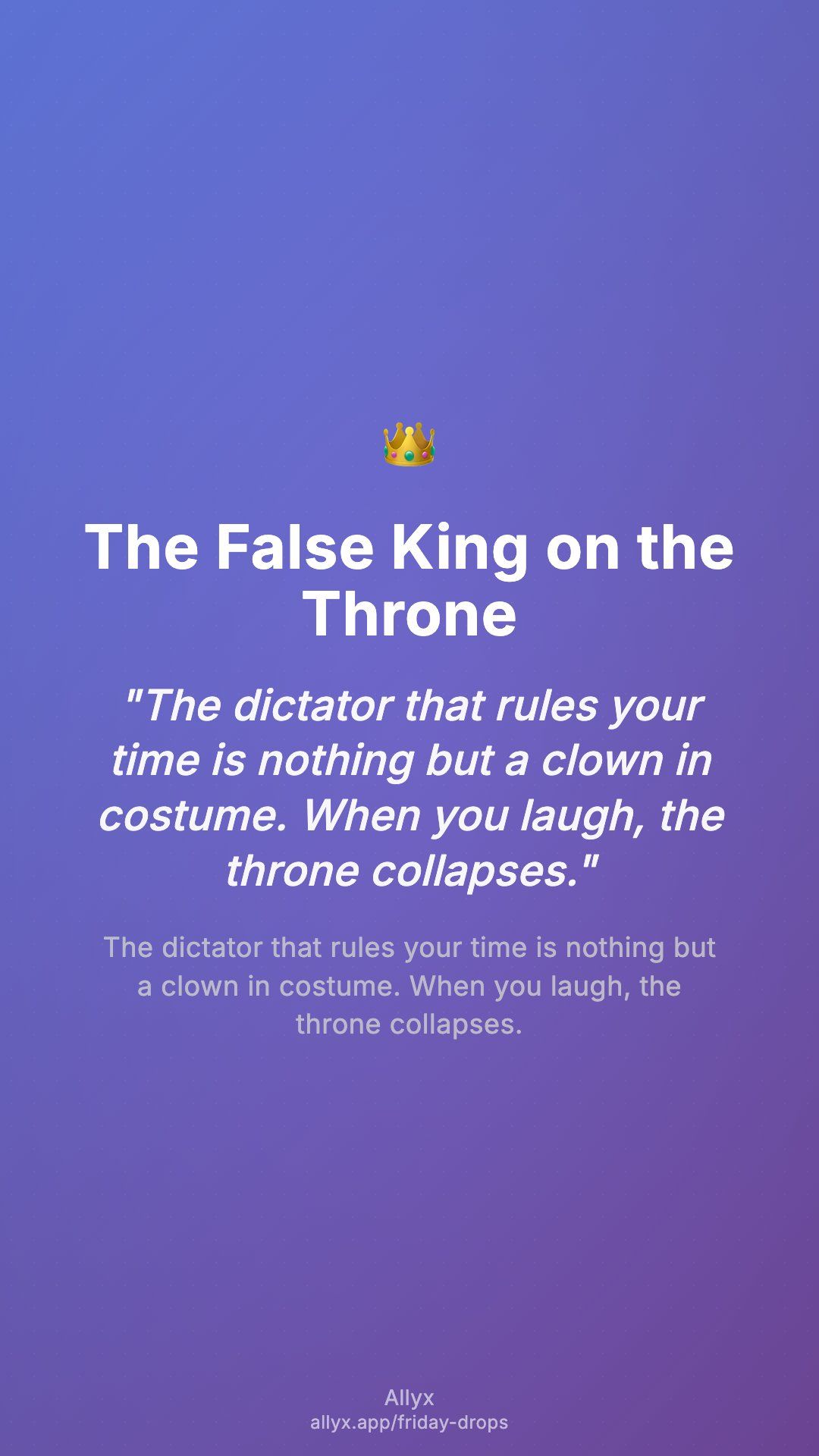 Shareable story card for The False King on the Throne