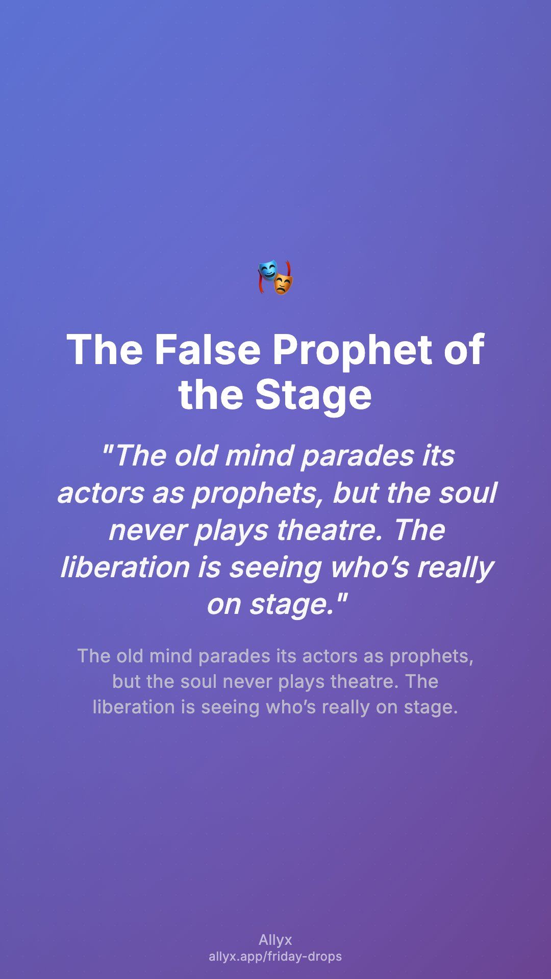 Shareable story card for The False Prophet of the Stage