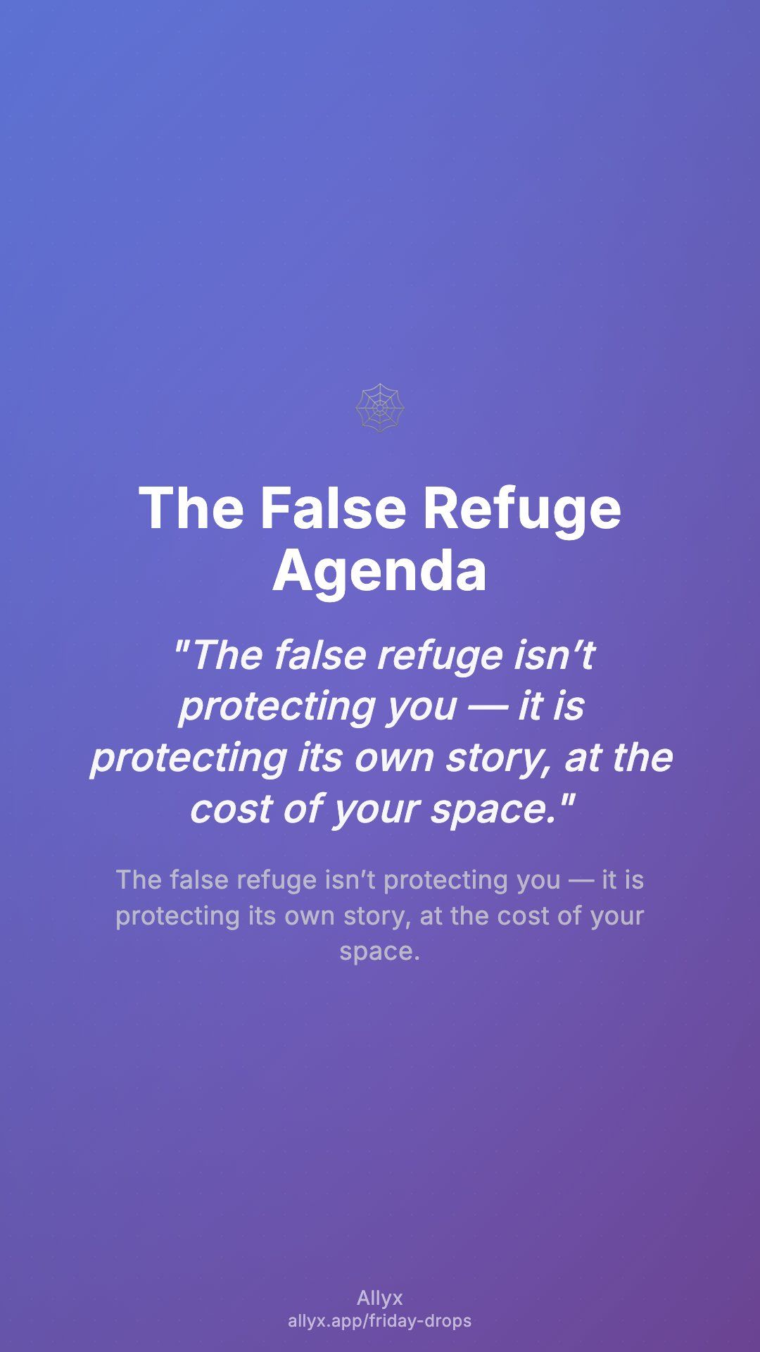 Shareable story card for The False Refuge Agenda