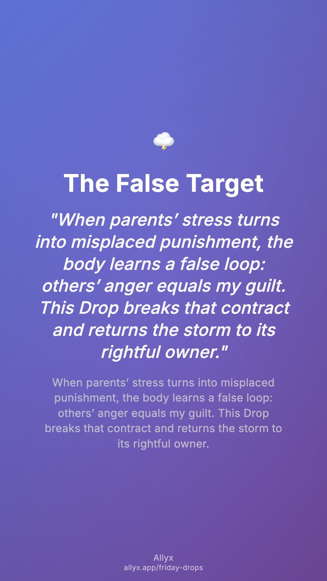 Shareable story card for The False Target