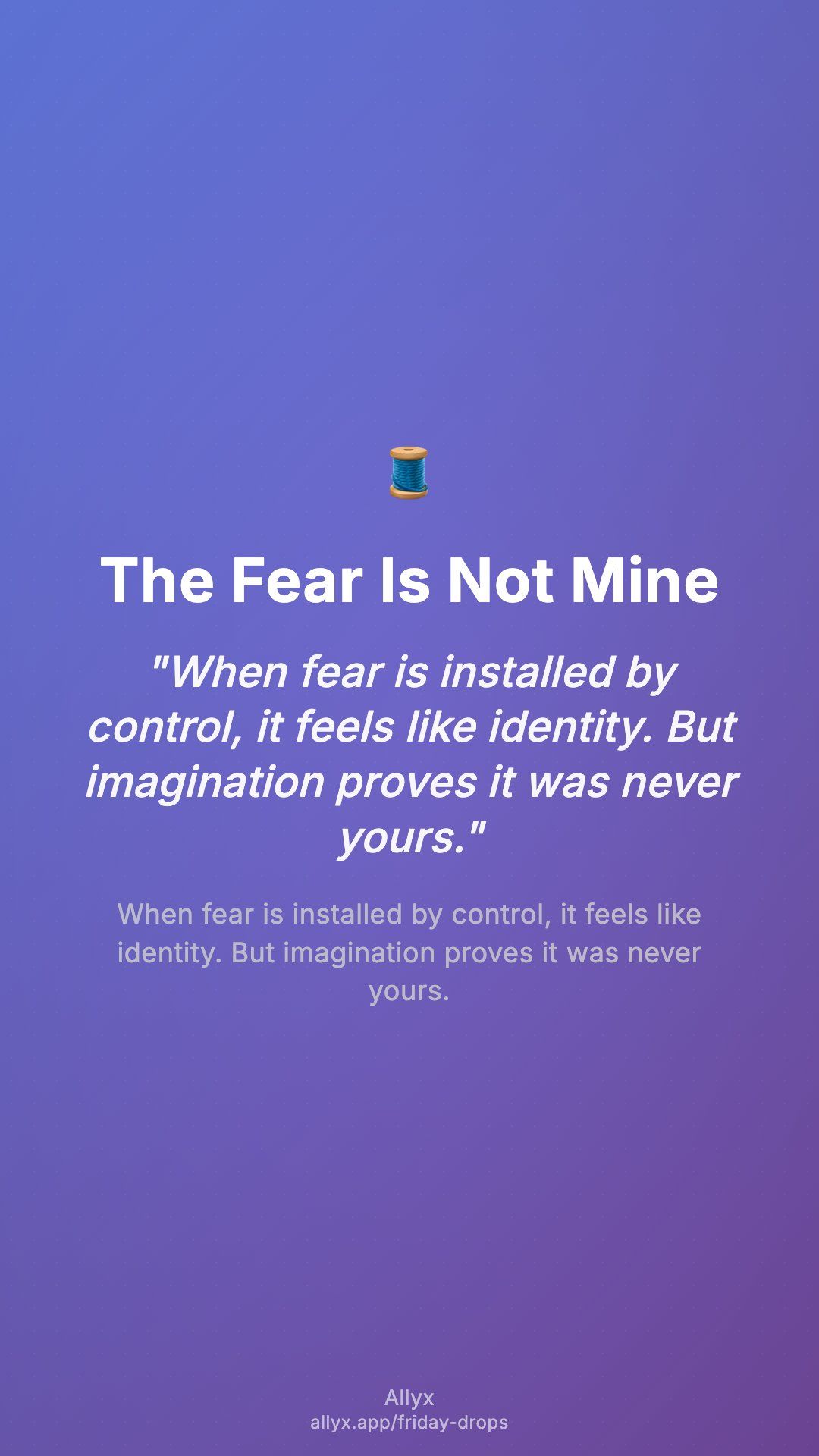 Shareable story card for The Fear Is Not Mine
