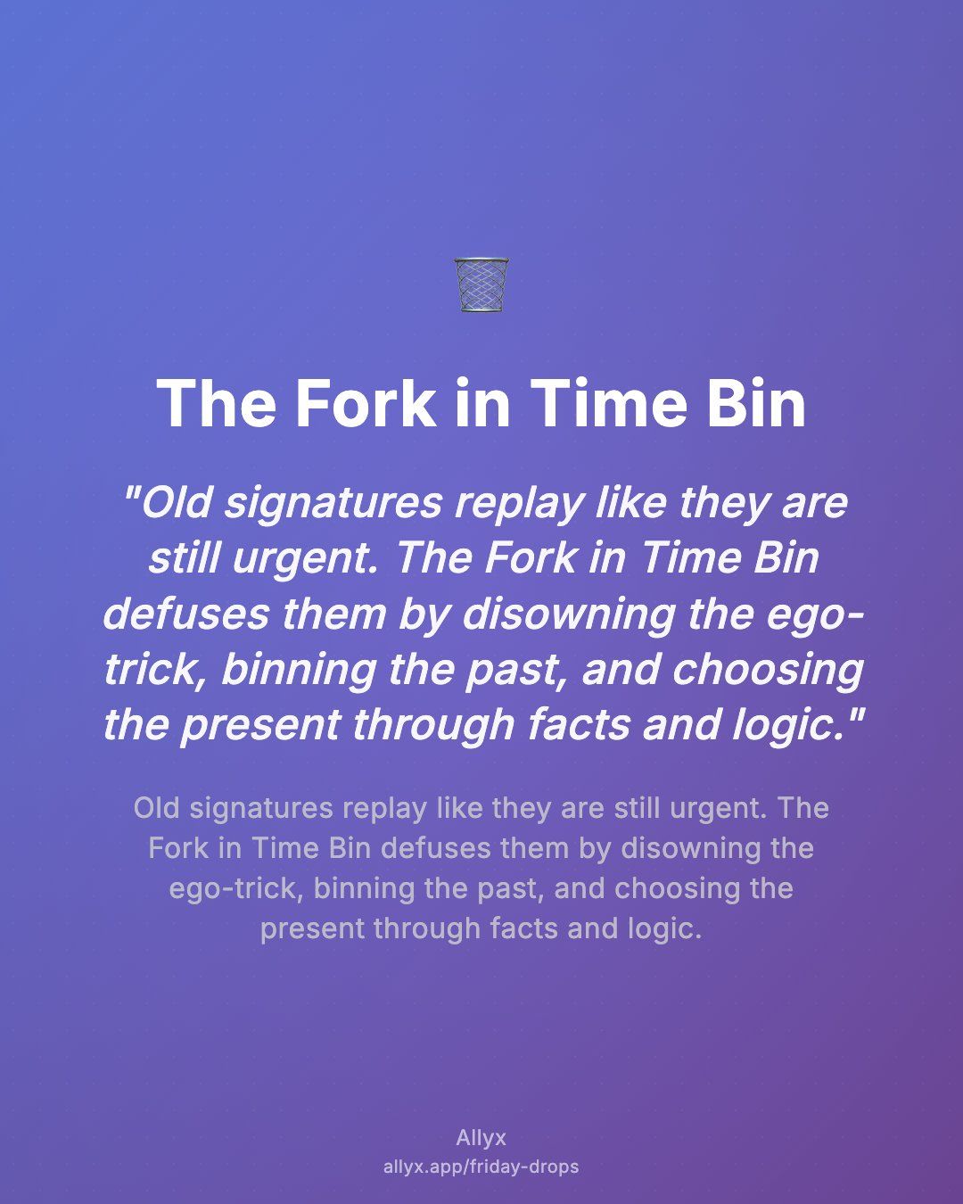 Shareable quote card for The Fork in Time Bin
