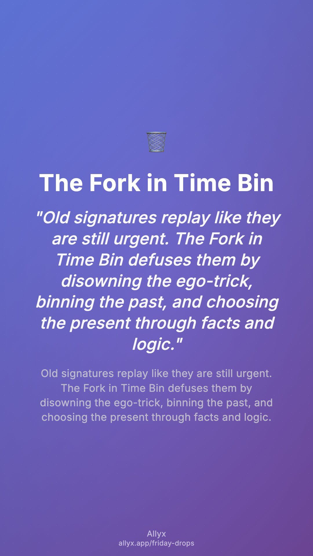 Shareable story card for The Fork in Time Bin
