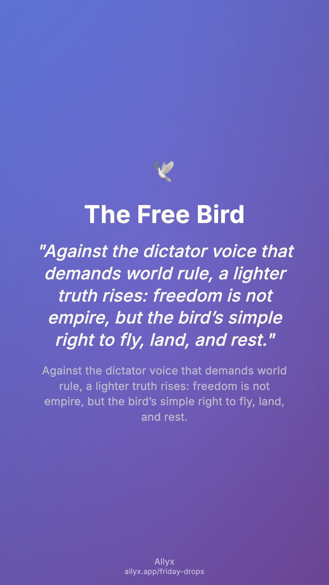 Shareable story card for The Free Bird