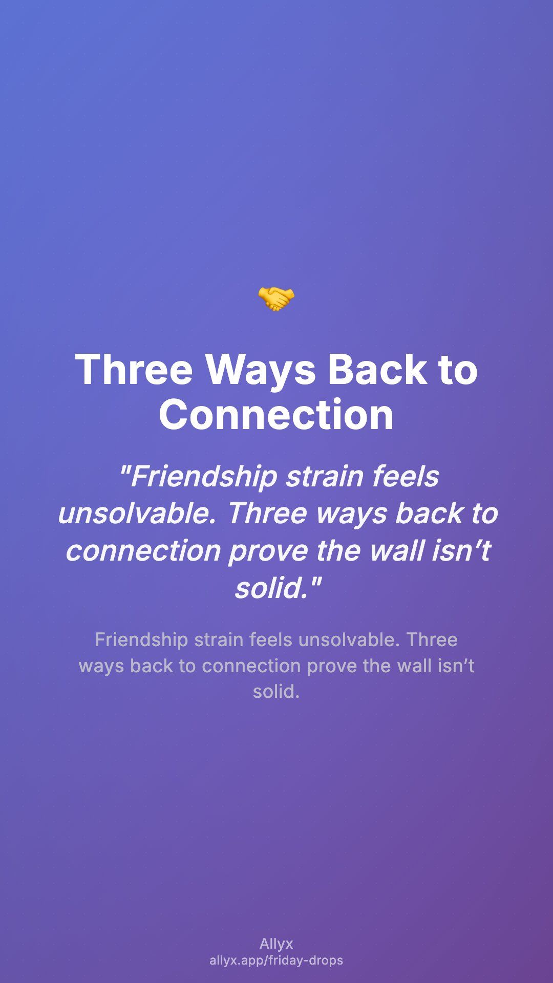 Shareable story card for Three Ways Back to Connection