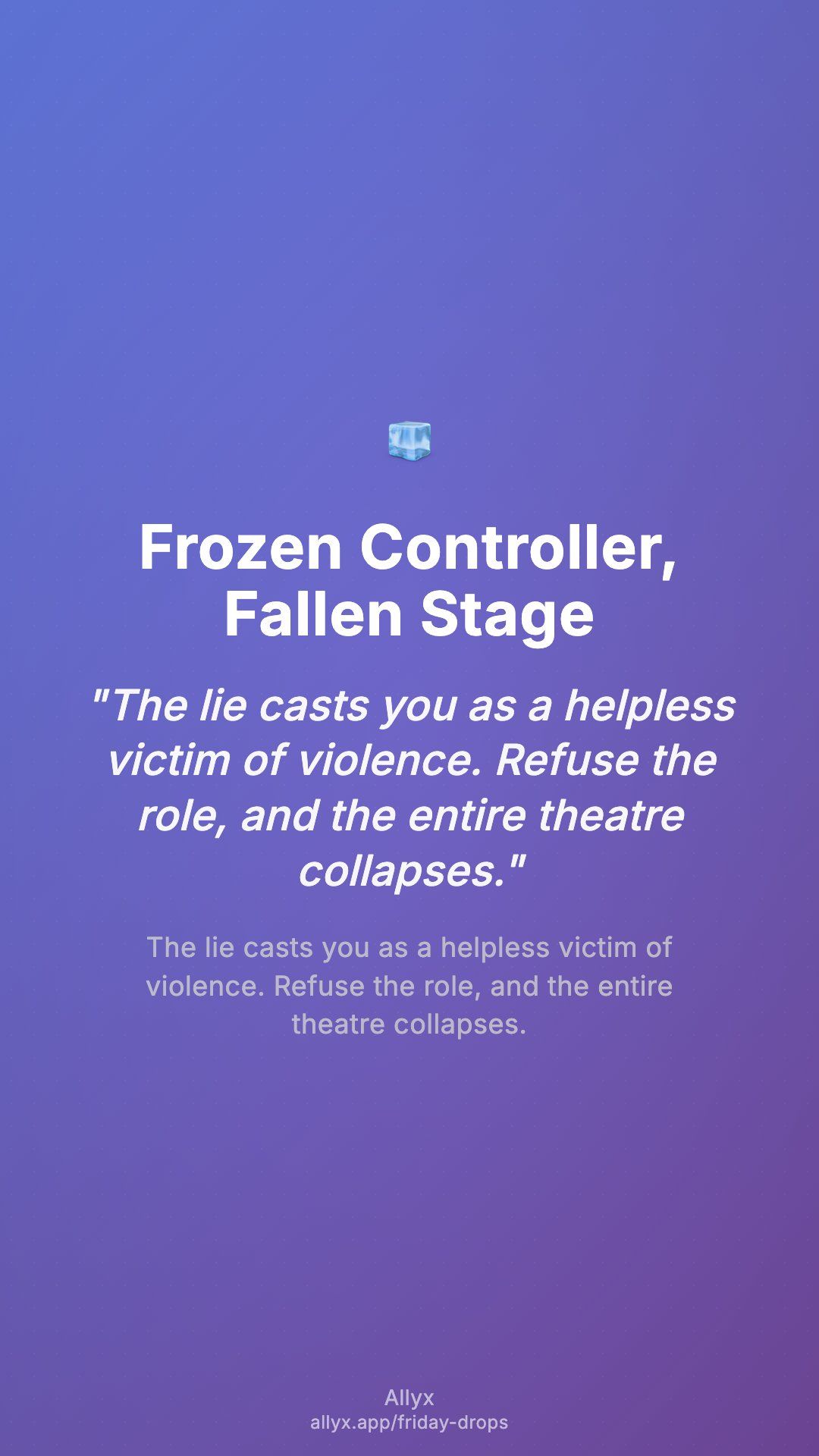 Shareable story card for Frozen Controller, Fallen Stage