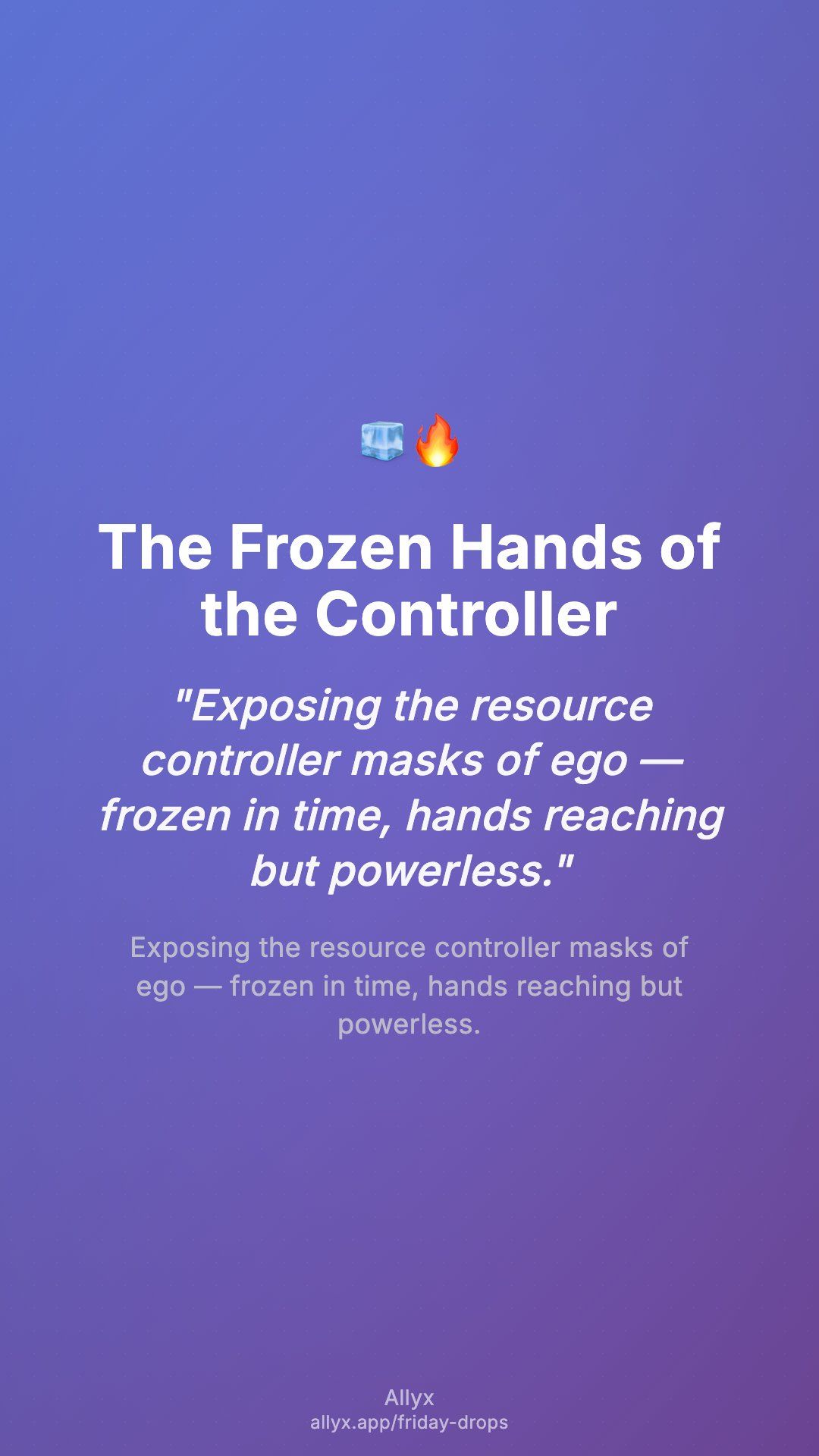Shareable story card for The Frozen Hands of the Controller