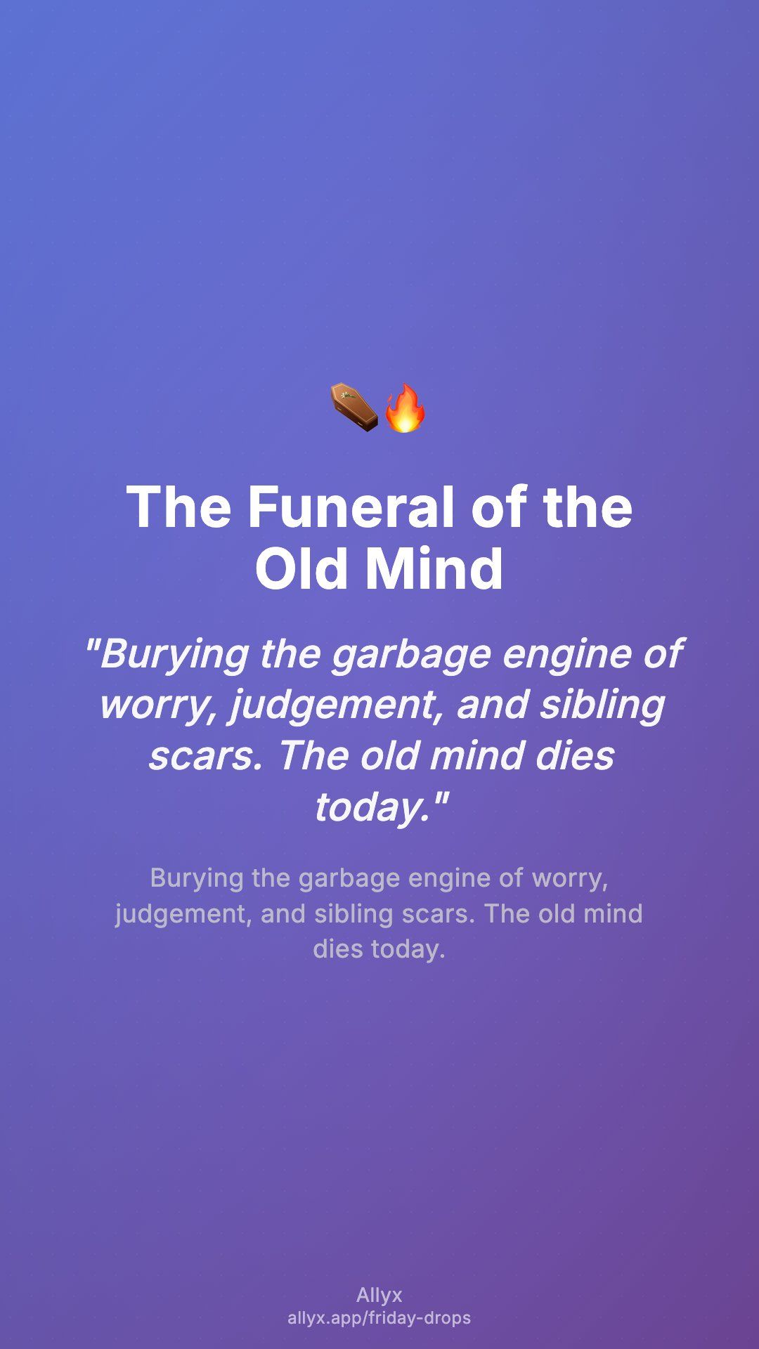 Shareable story card for The Funeral of the Old Mind