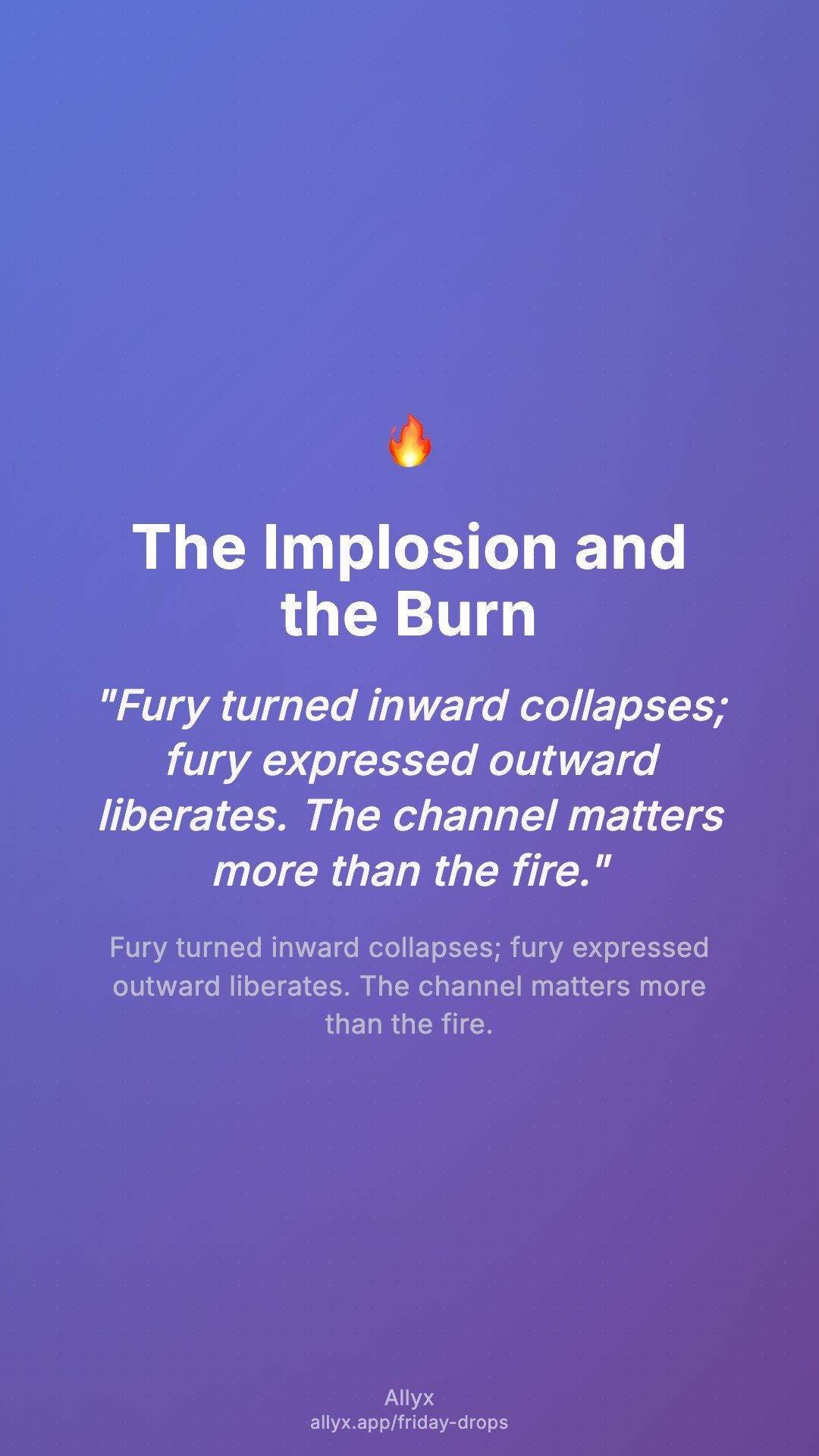Shareable story card for The Implosion and the Burn