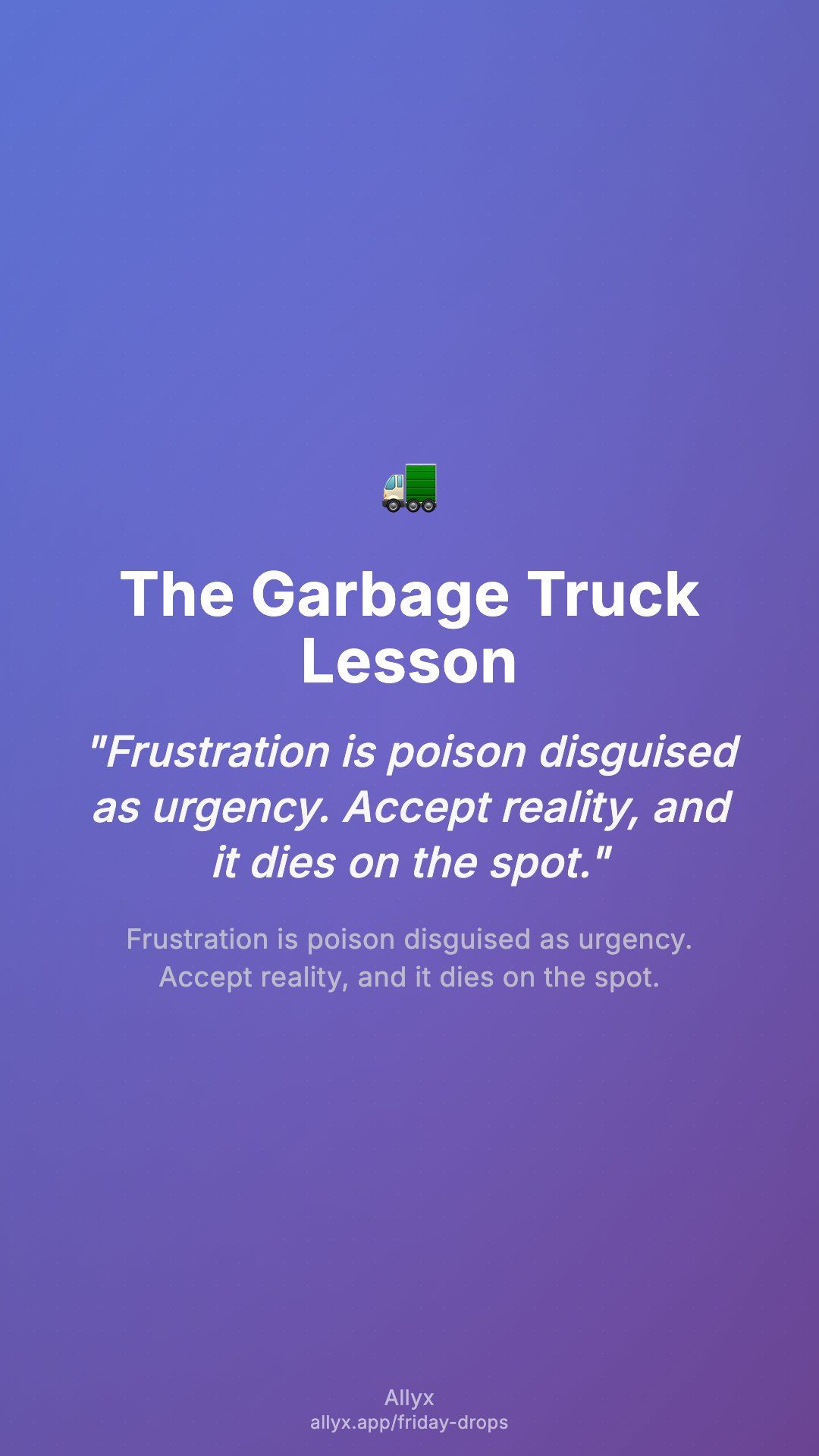 Shareable story card for The Garbage Truck Lesson