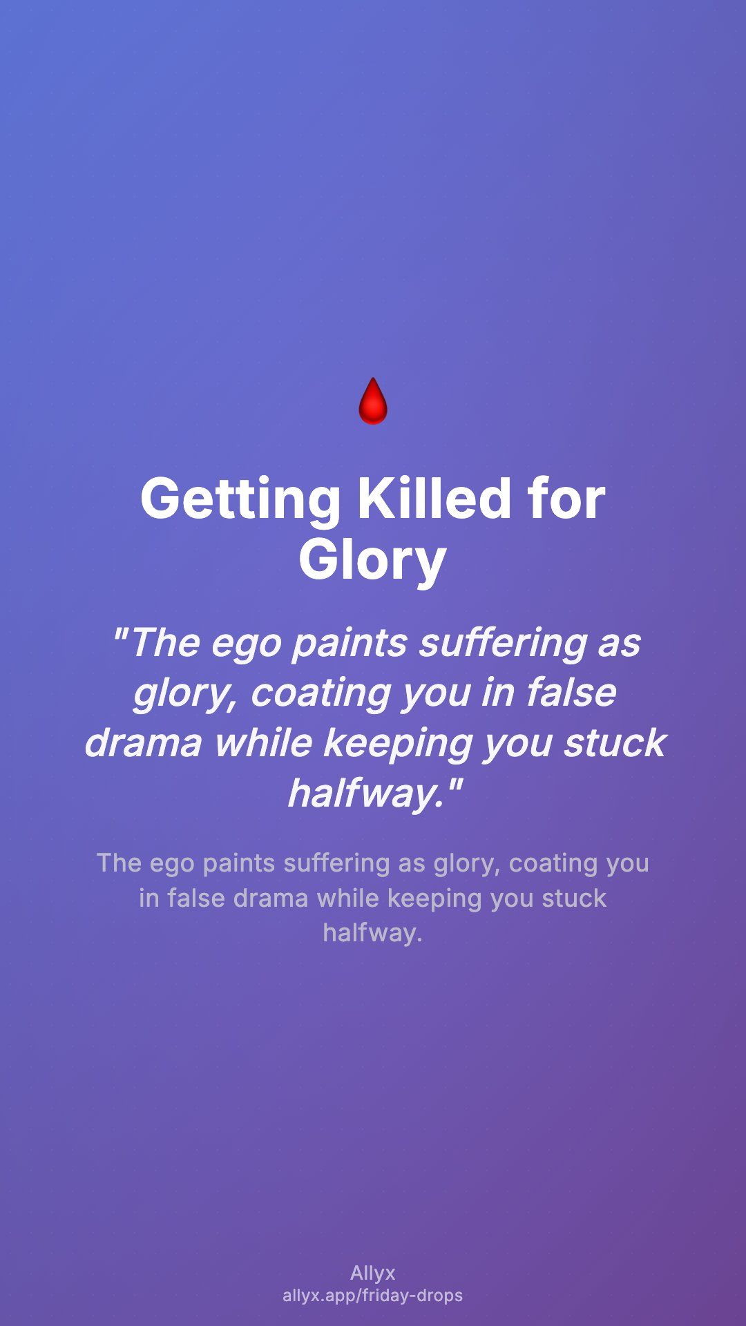 Shareable story card for Getting Killed for Glory