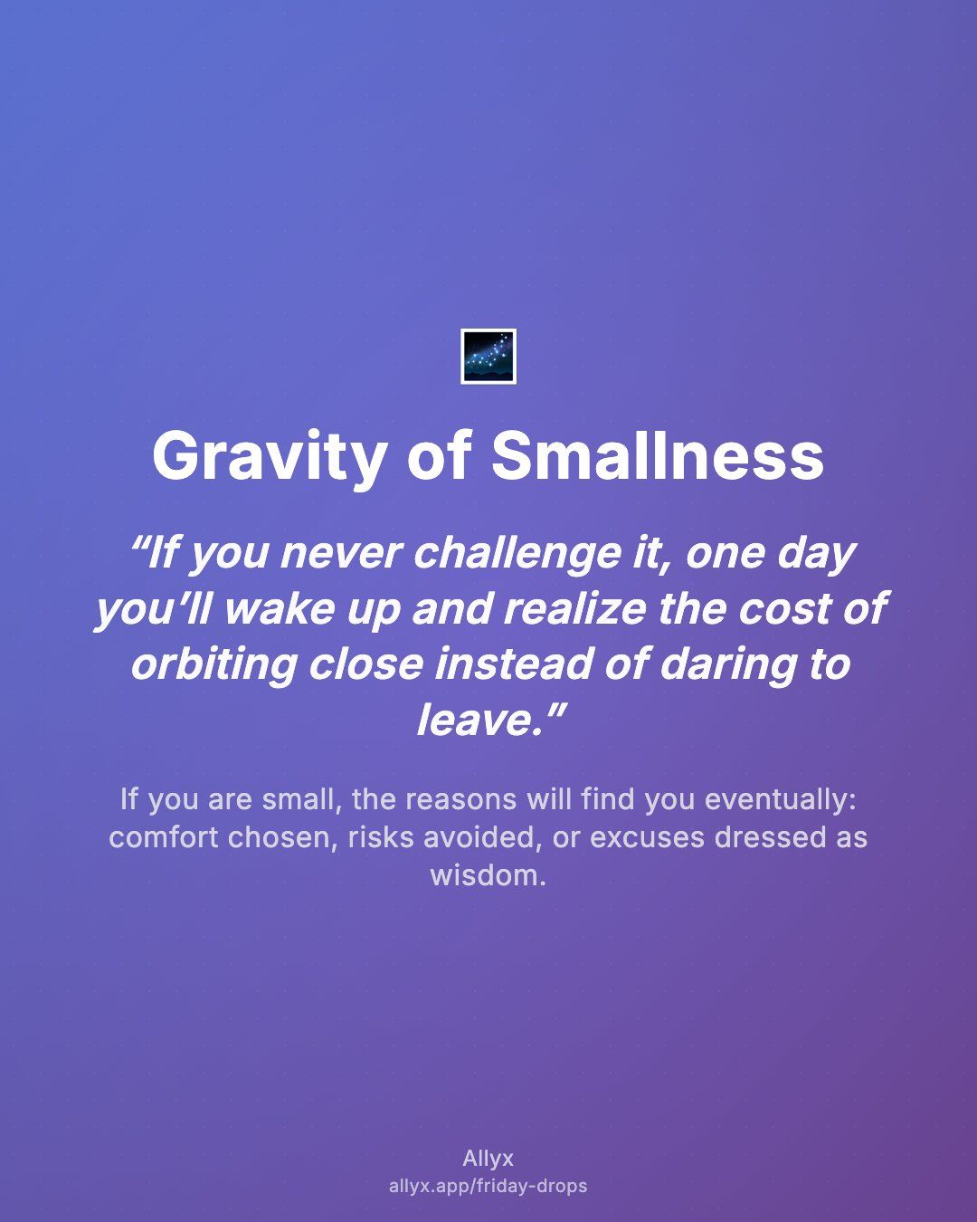 Shareable quote card for Gravity of Smallness
