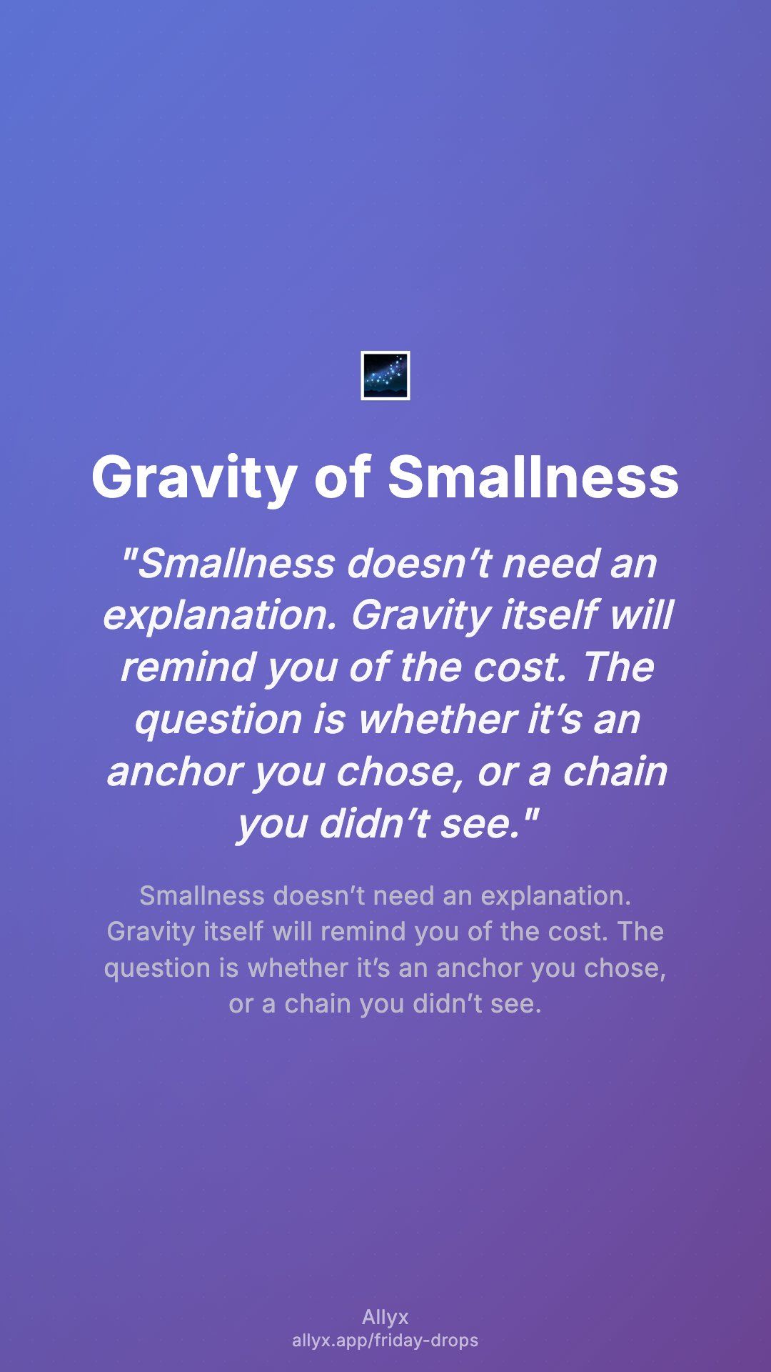 Shareable story card for Gravity of Smallness