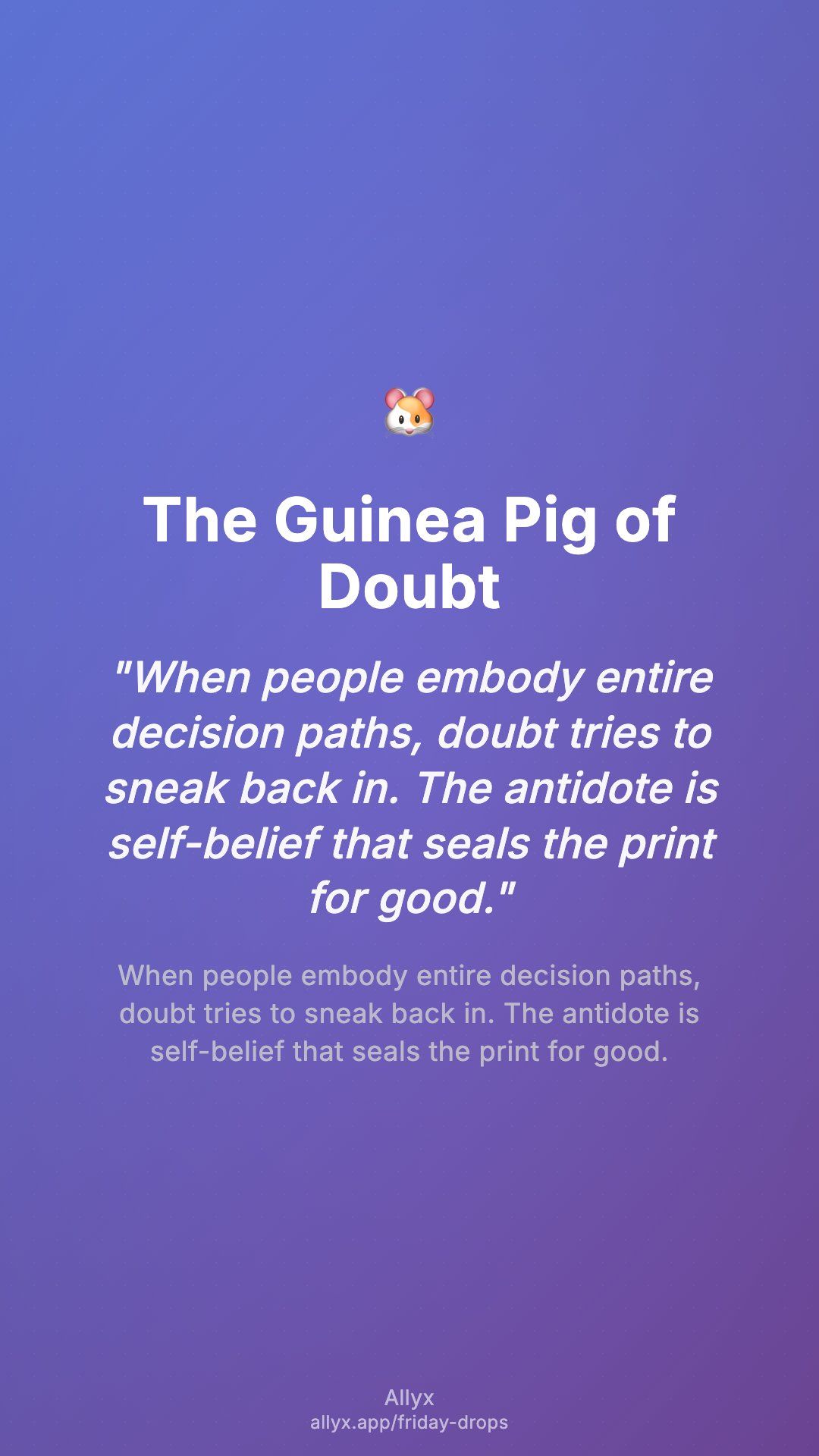 Shareable story card for The Guinea Pig of Doubt