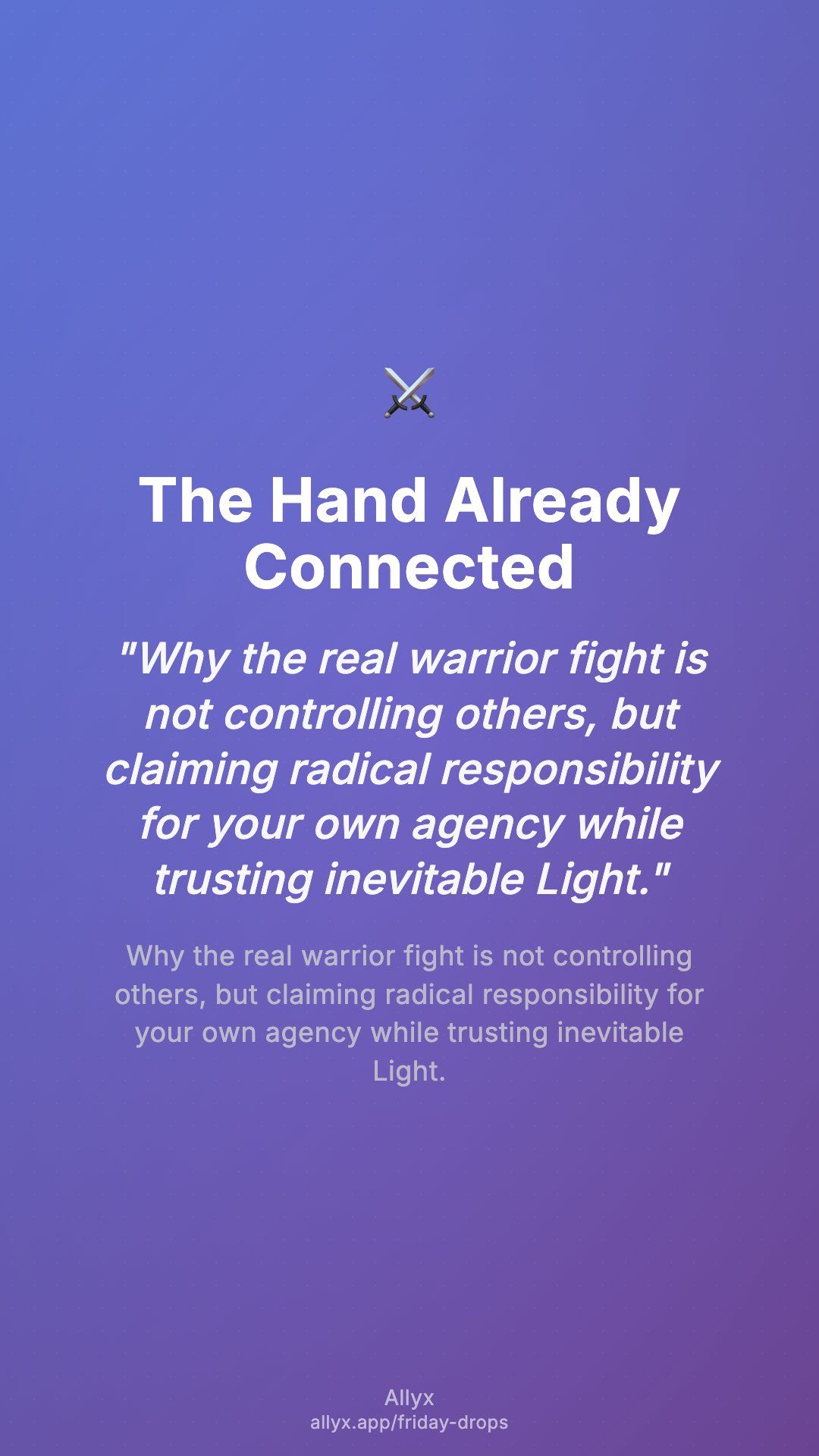 Shareable story card for The Hand Already Connected