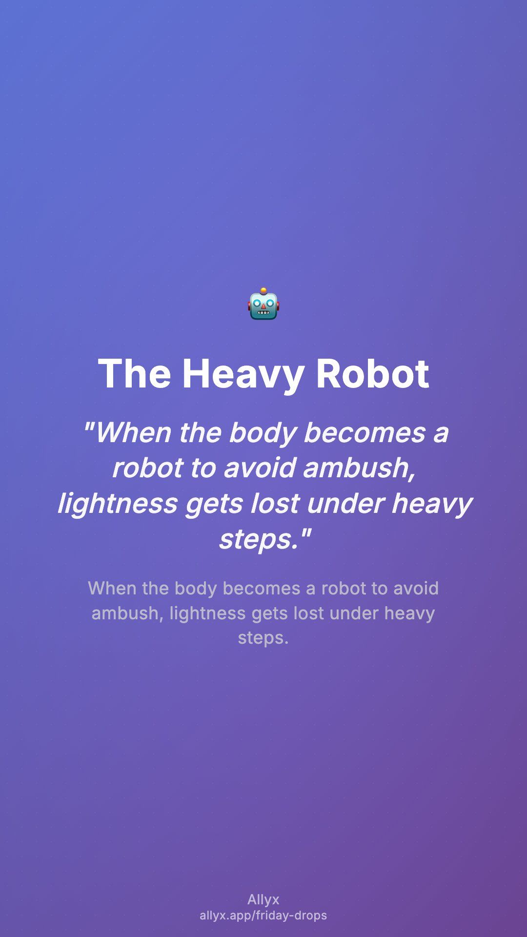 Shareable story card for The Heavy Robot