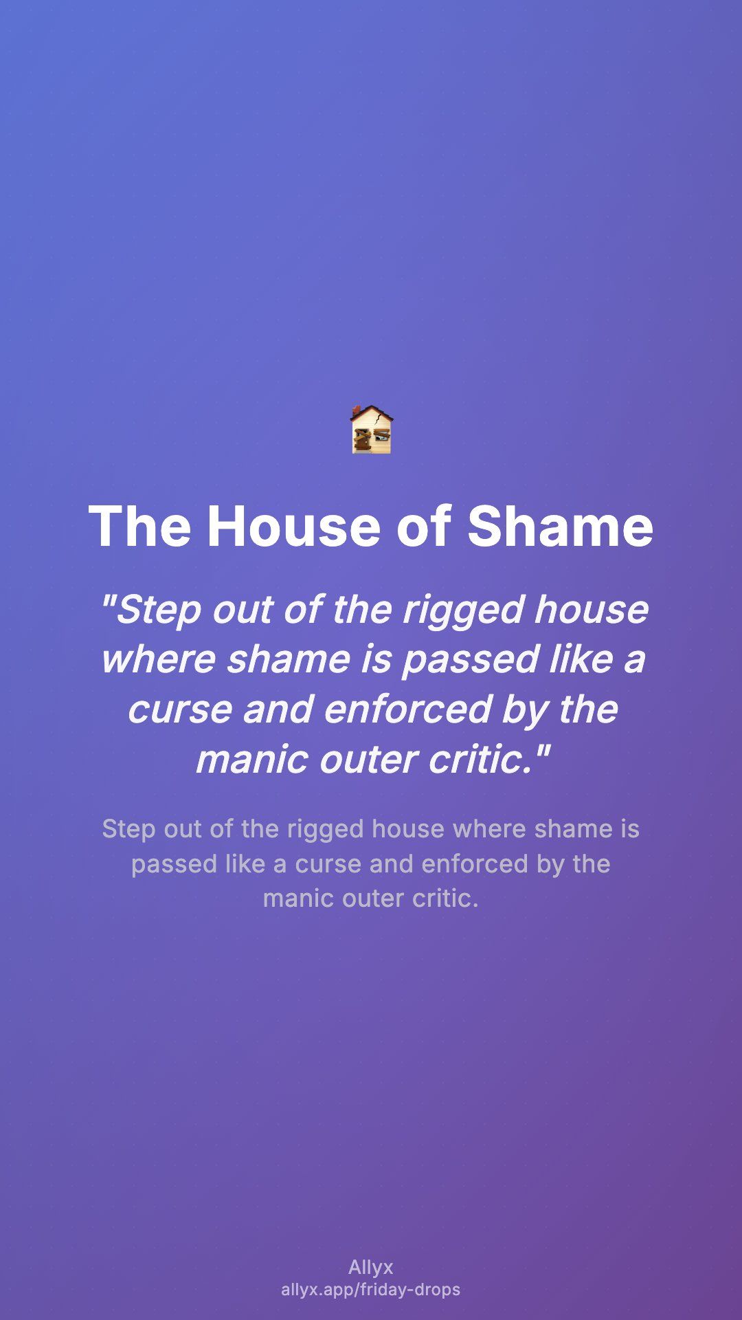 Shareable story card for The House of Shame