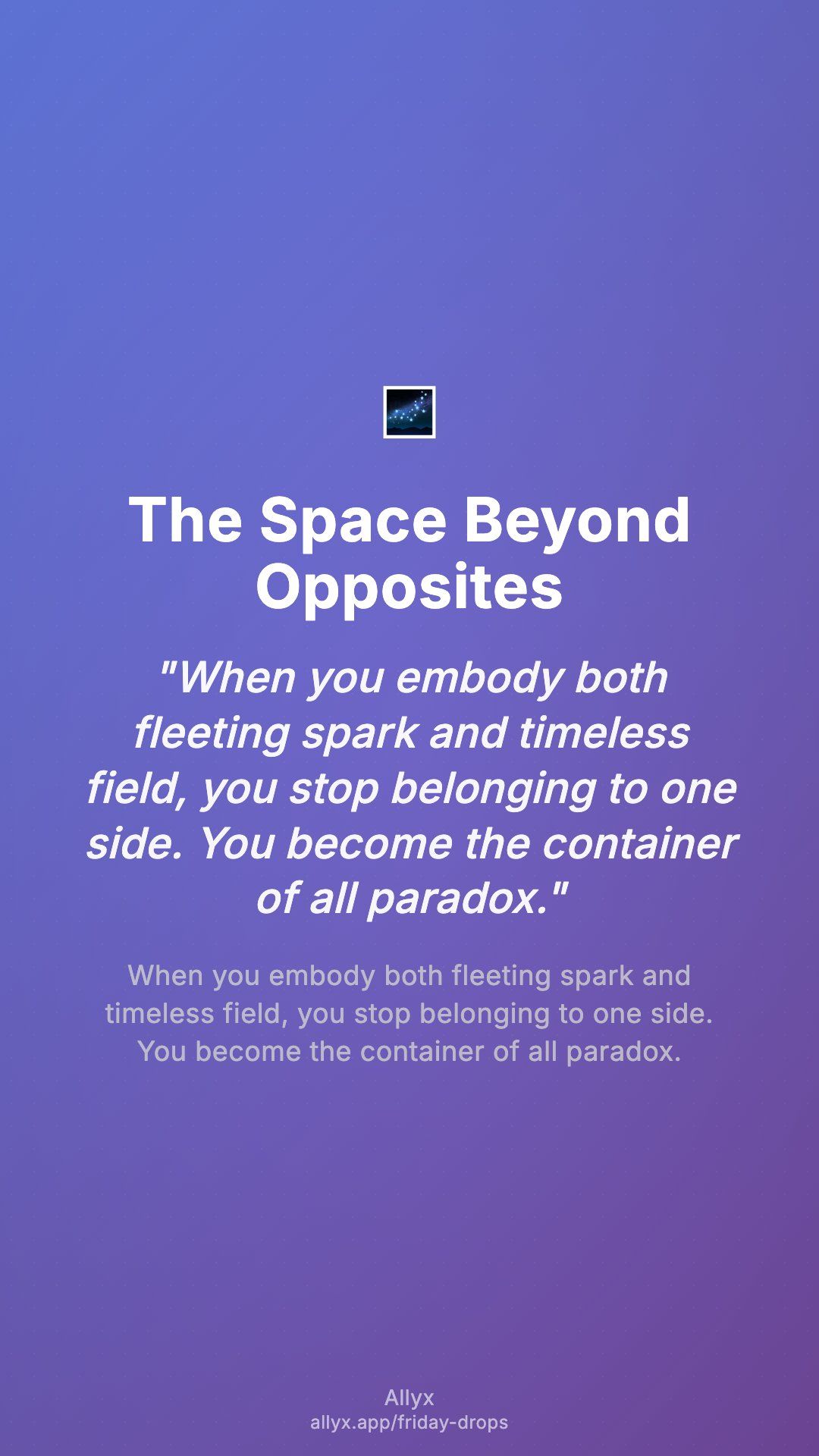 Shareable story card for The Space Beyond Opposites