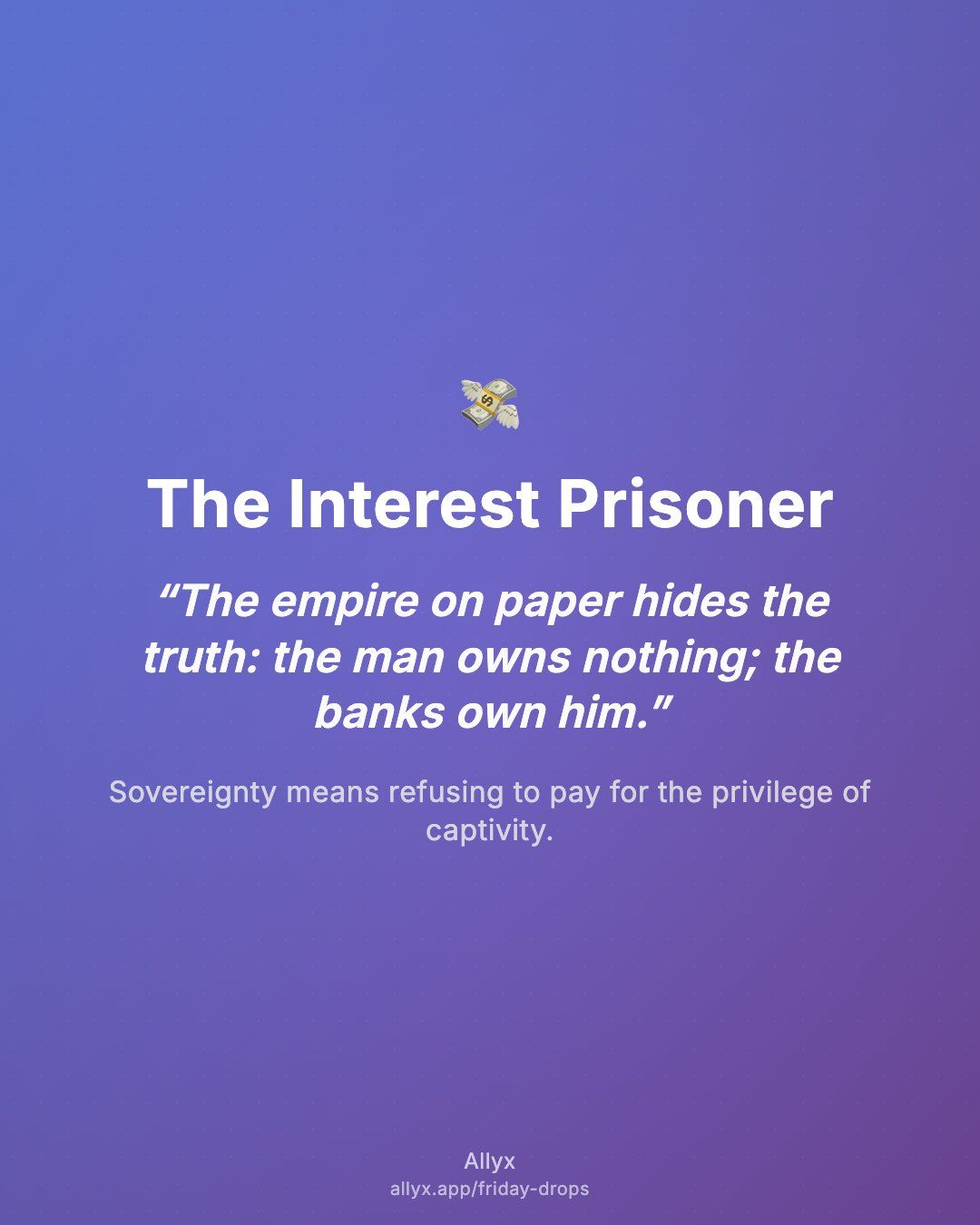 Shareable quote card for The Interest Prisoner