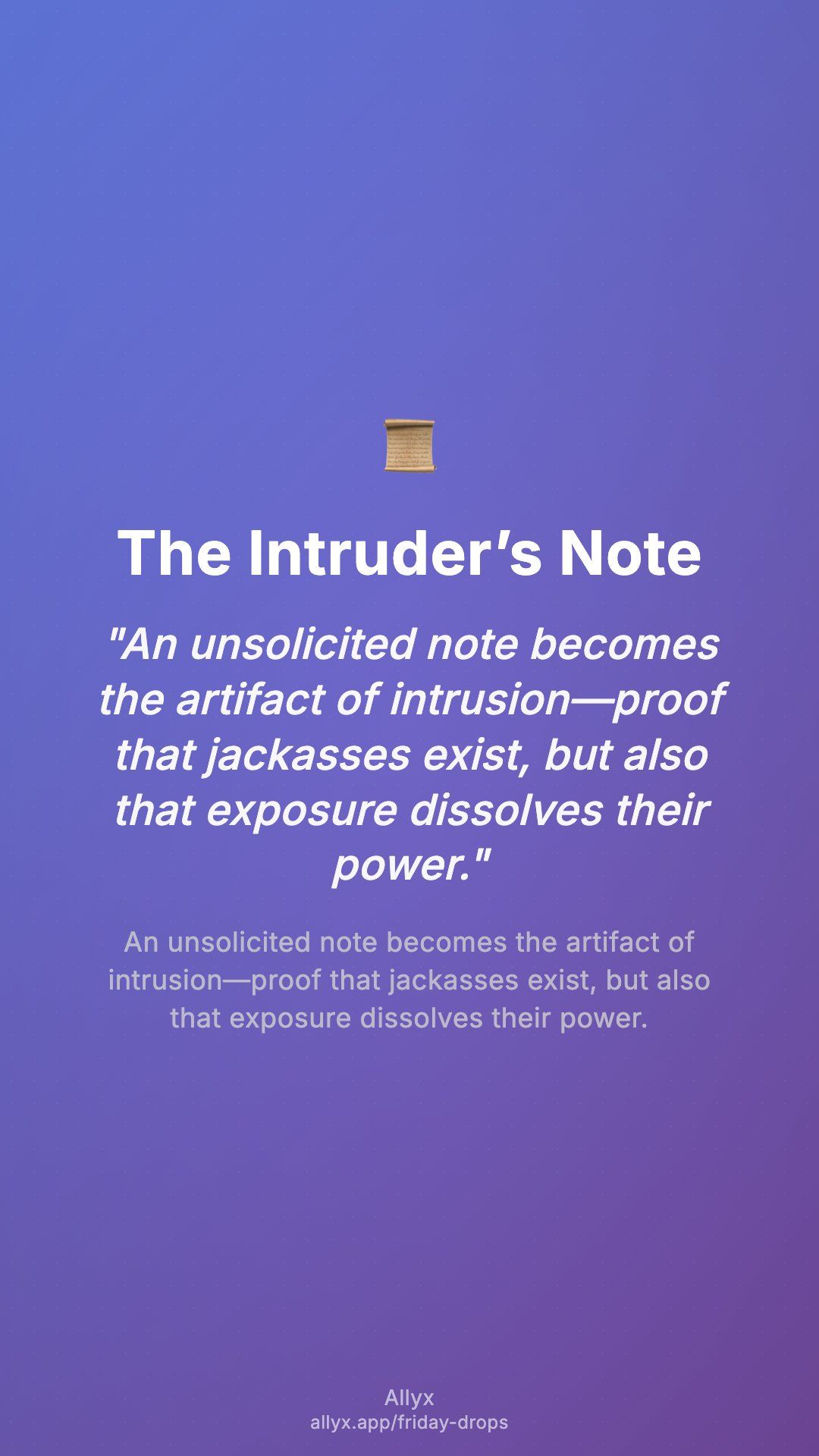 Shareable story card for The Intruder’s Note