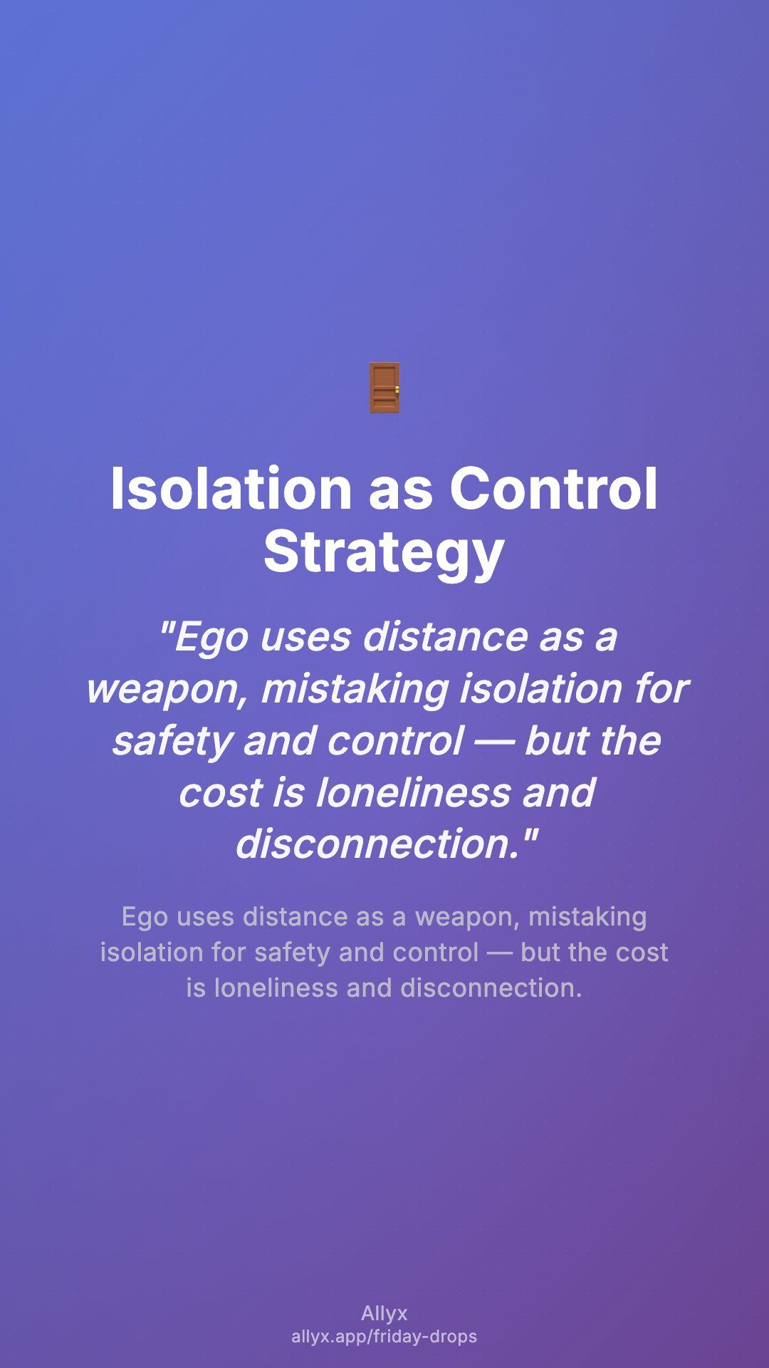 Shareable story card for Isolation as Control Strategy