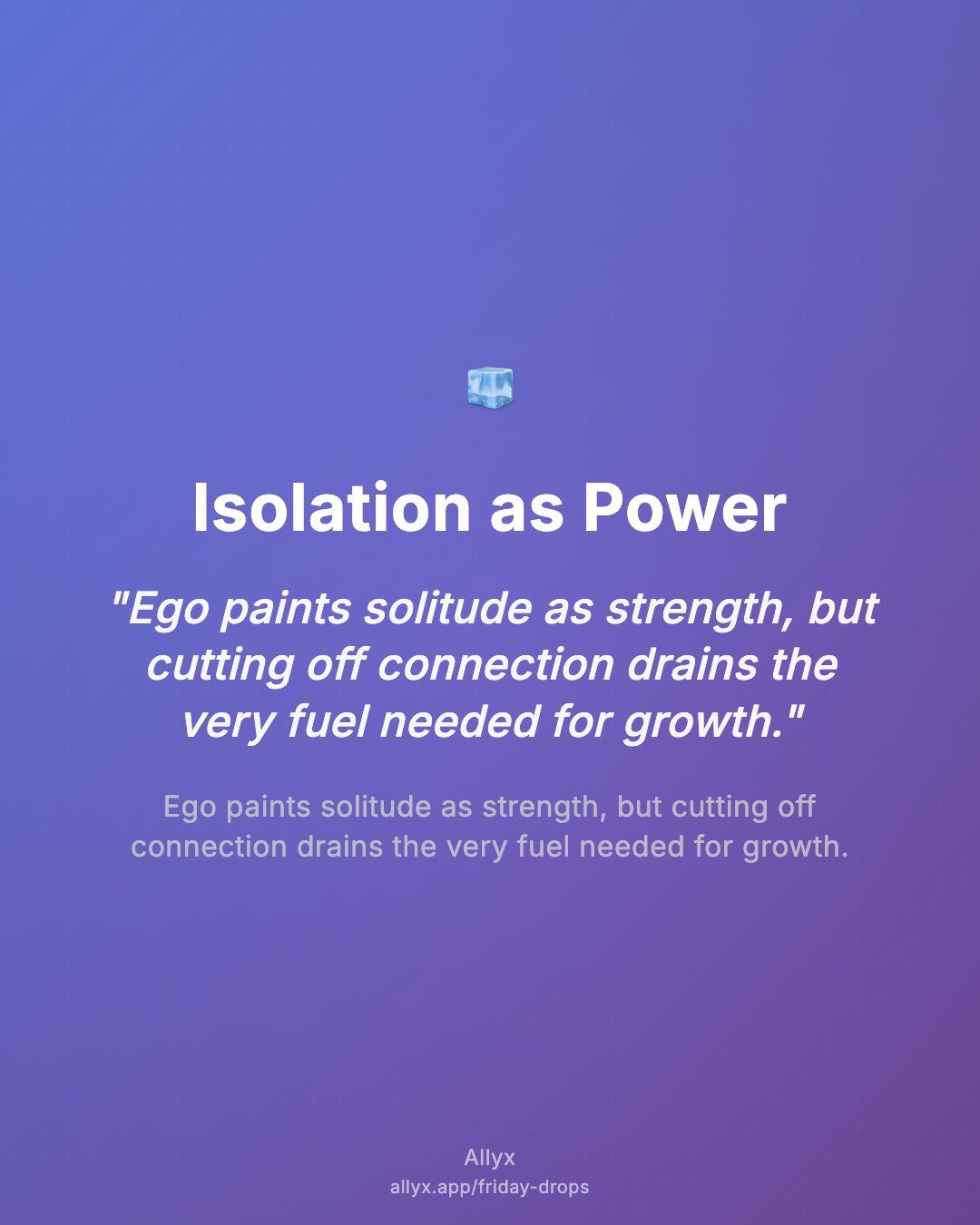 Shareable quote card for Isolation as Power