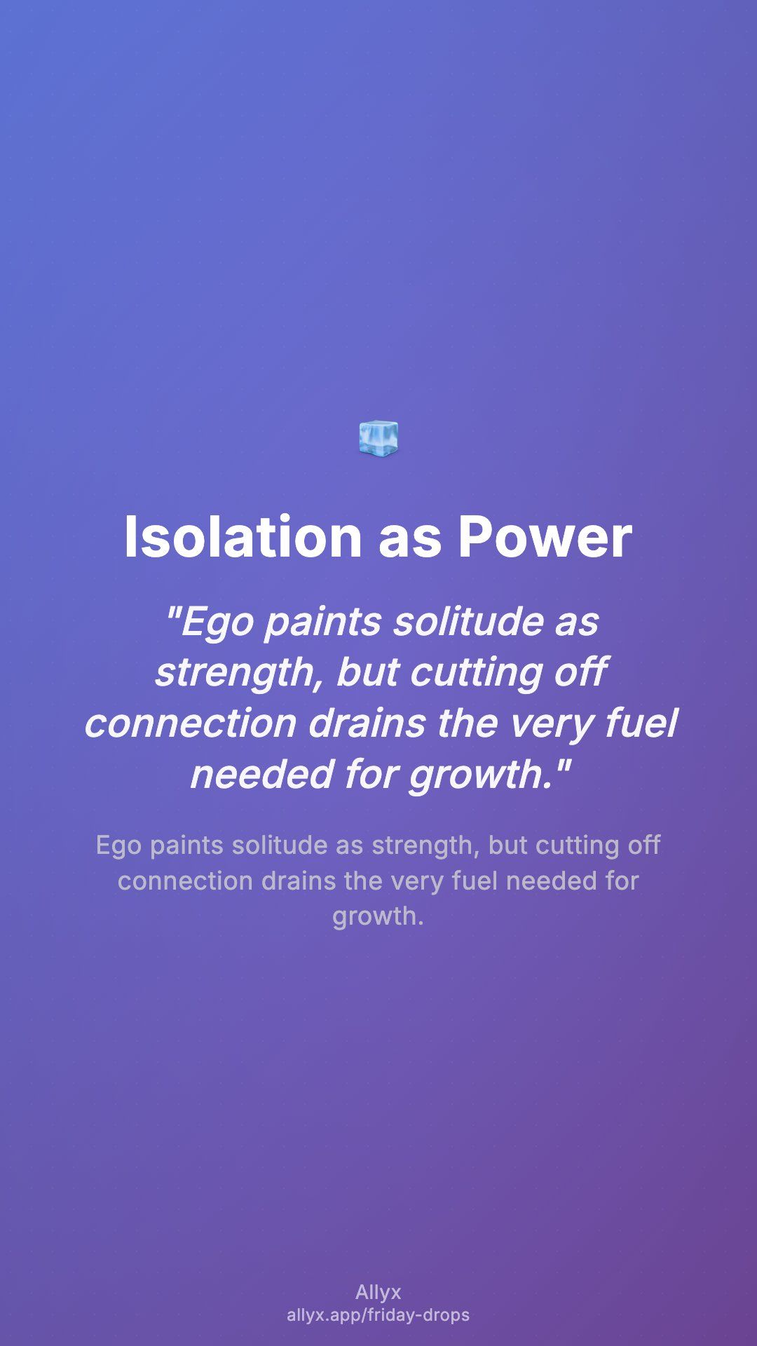 Shareable story card for Isolation as Power