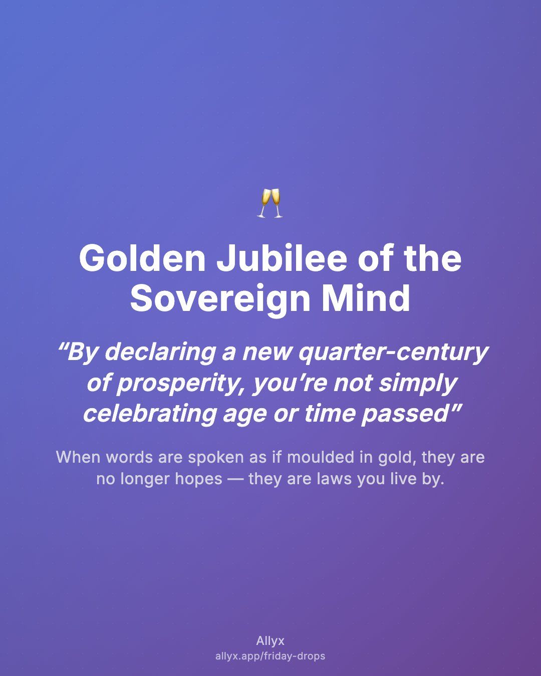 Shareable quote card for Golden Jubilee of the Sovereign Mind