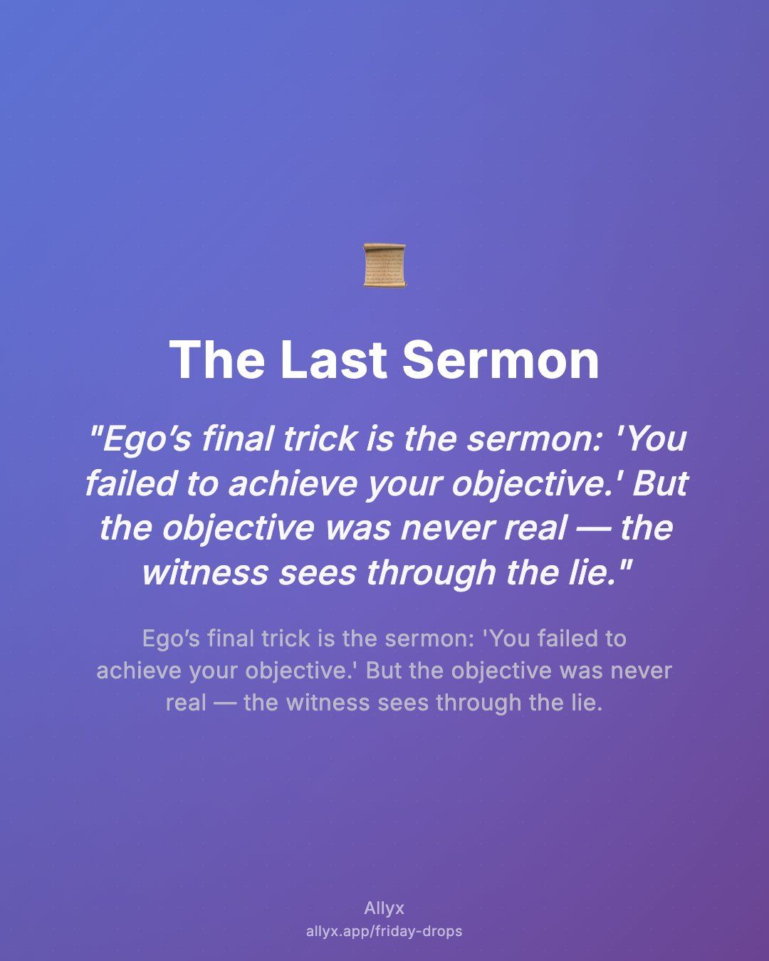 Shareable quote card for The Last Sermon
