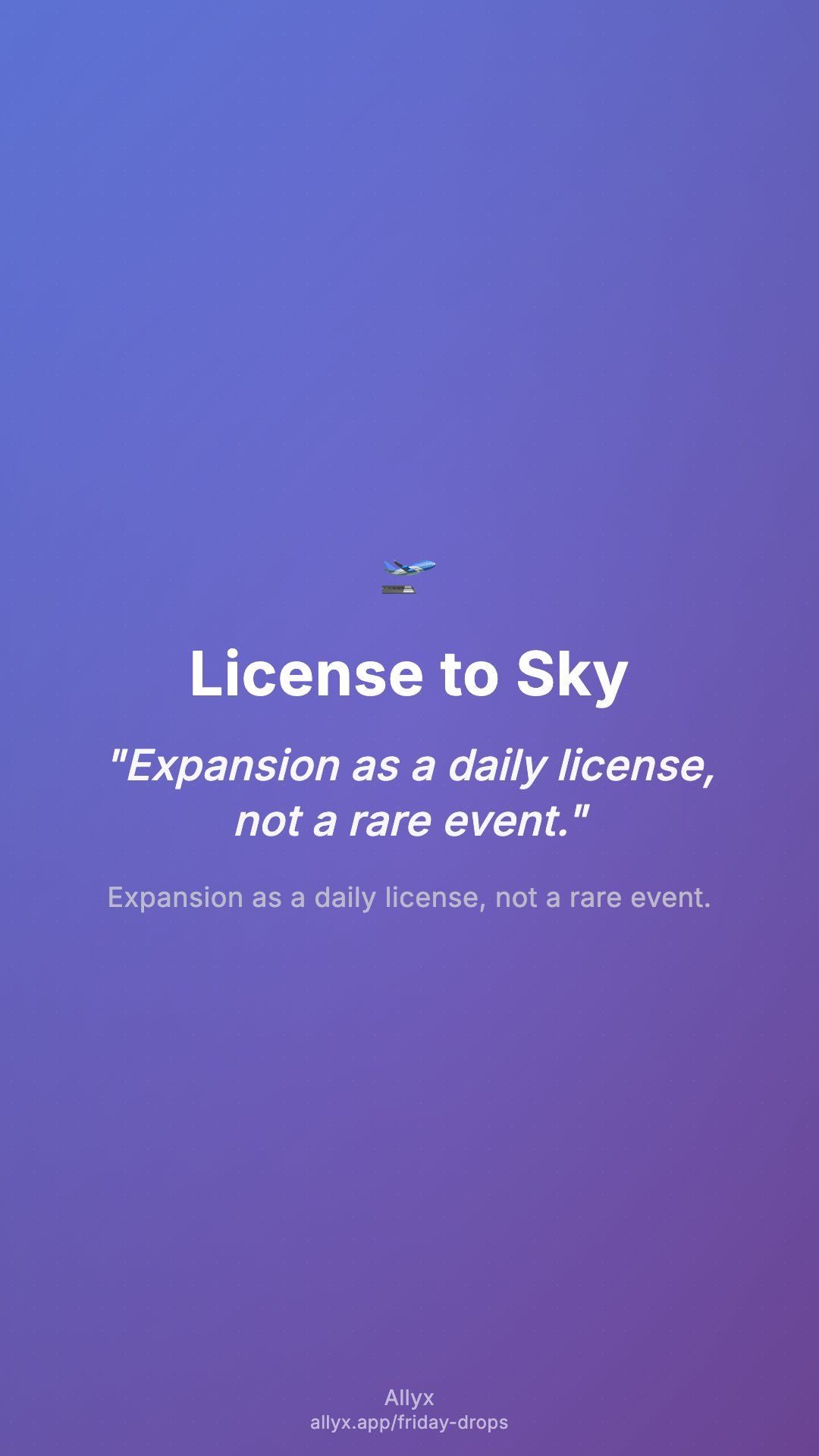 Shareable story card for License to Sky