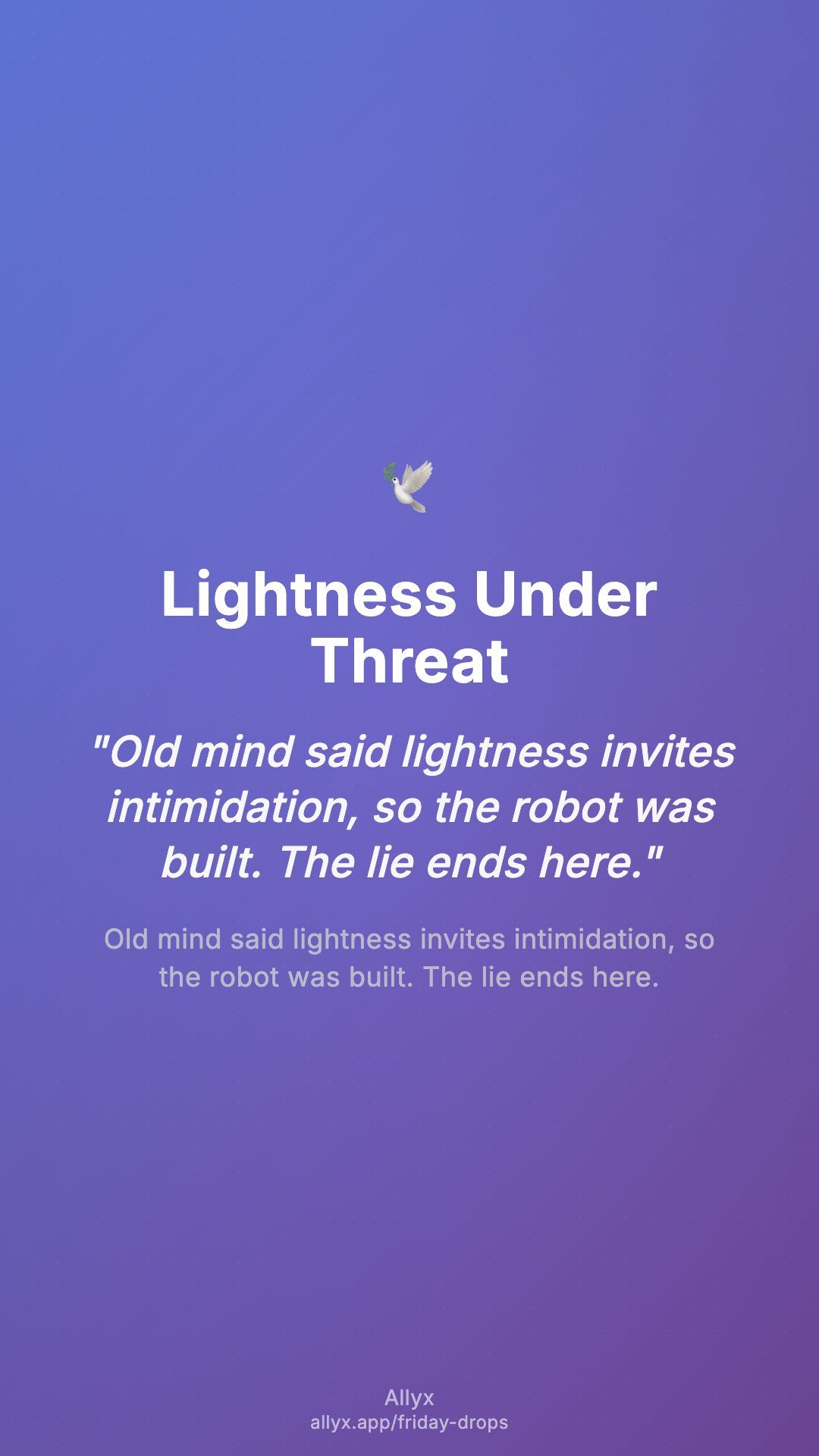 Shareable story card for Lightness Under Threat