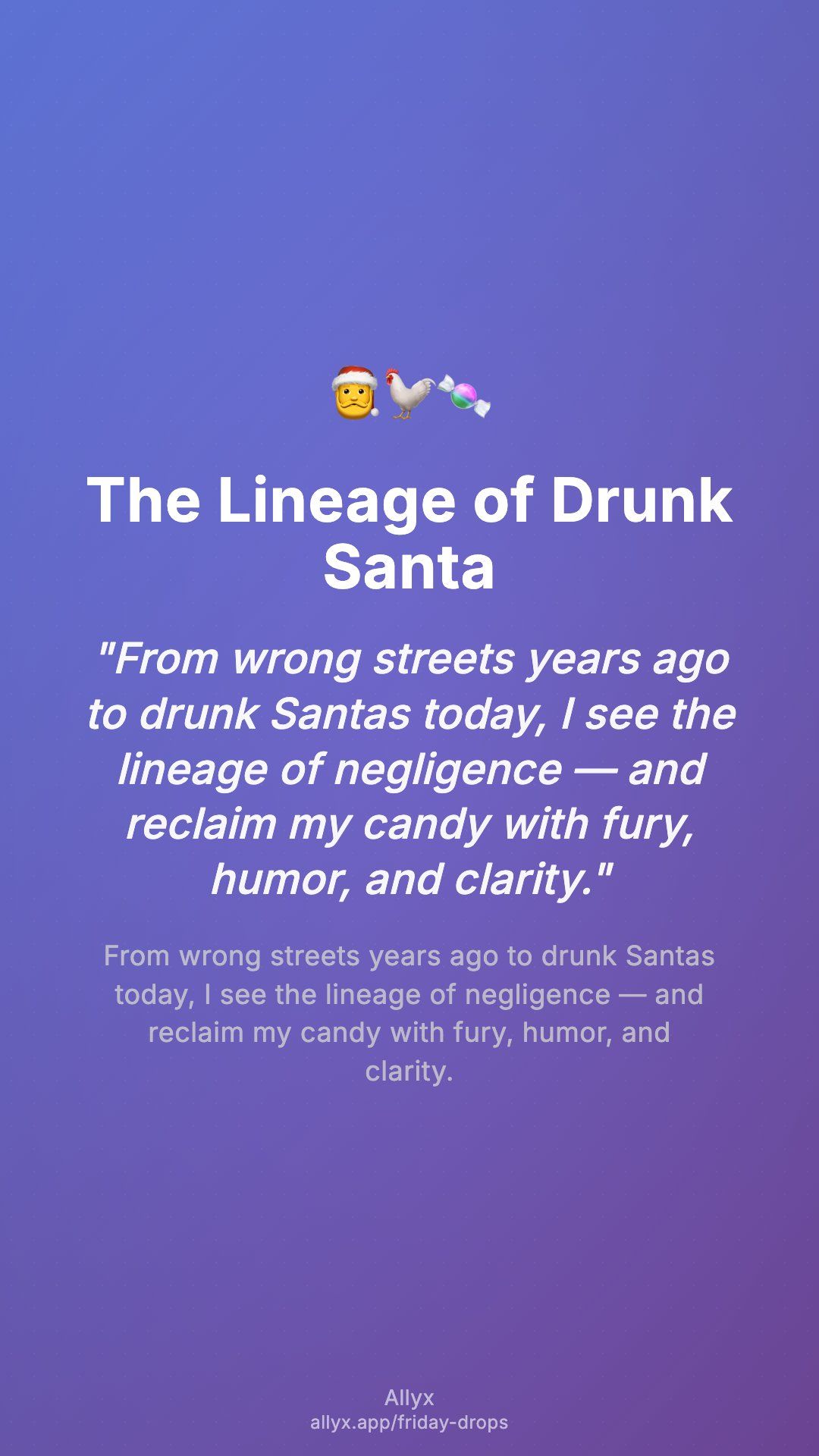 Shareable story card for The Lineage of Drunk Santa