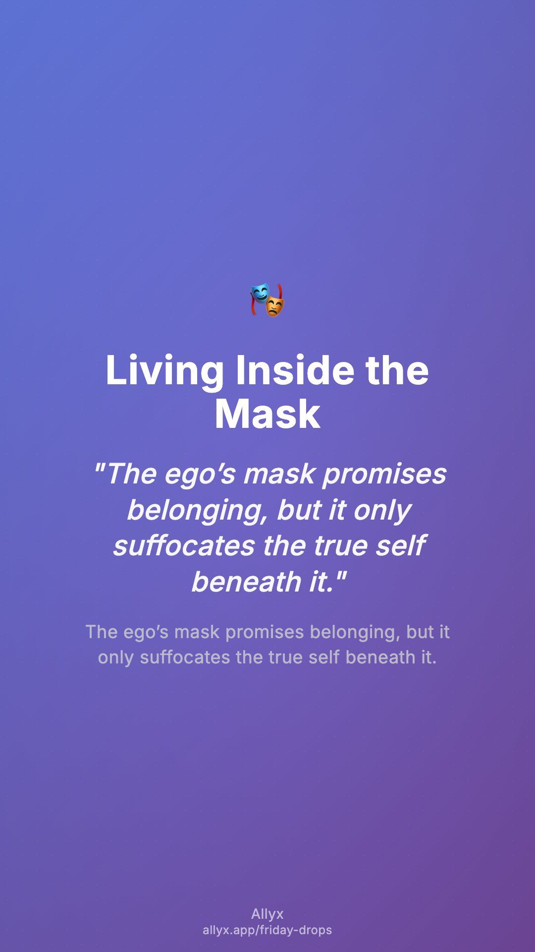 Shareable story card for Living Inside the Mask
