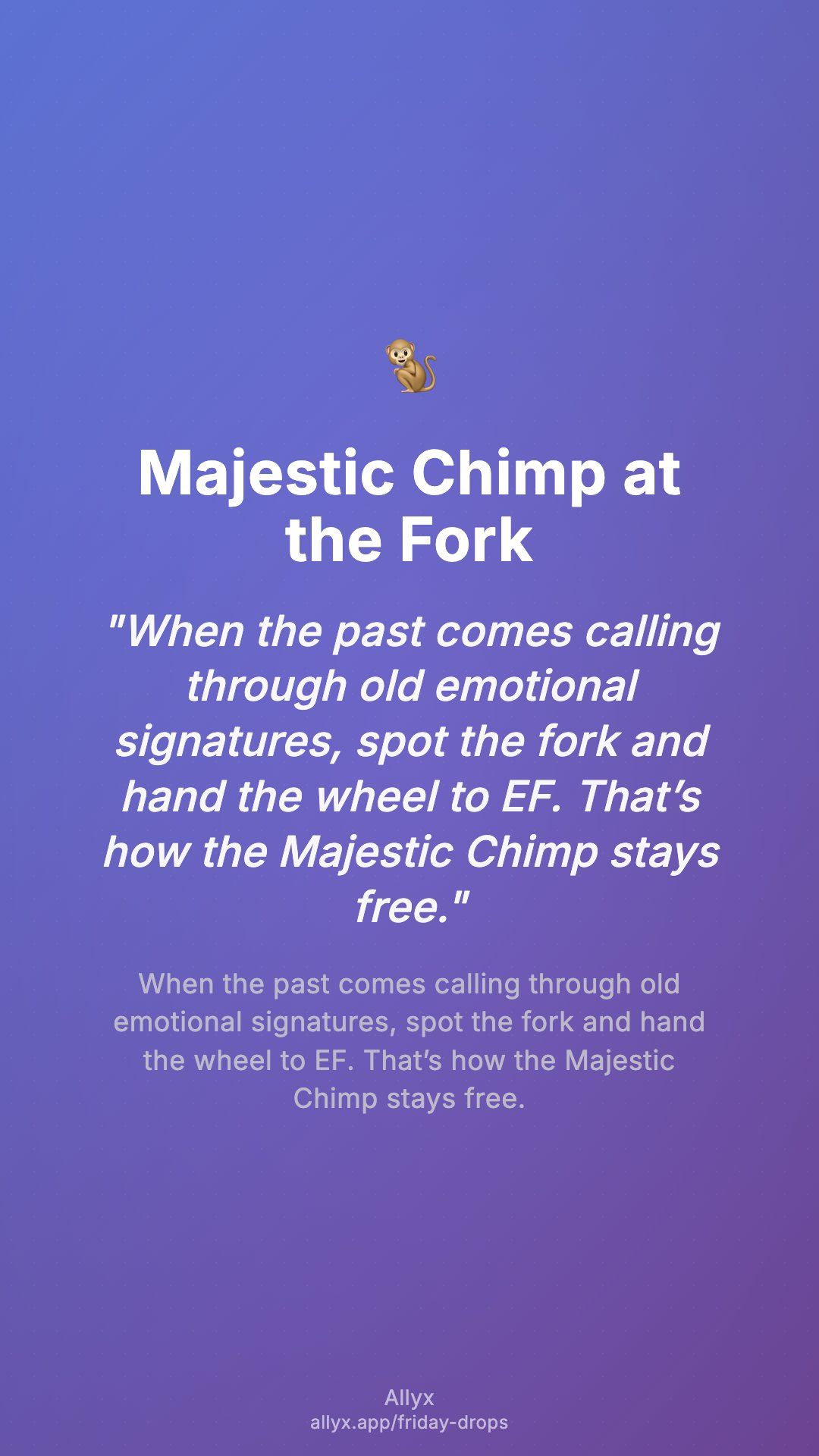 Shareable story card for Majestic Chimp at the Fork