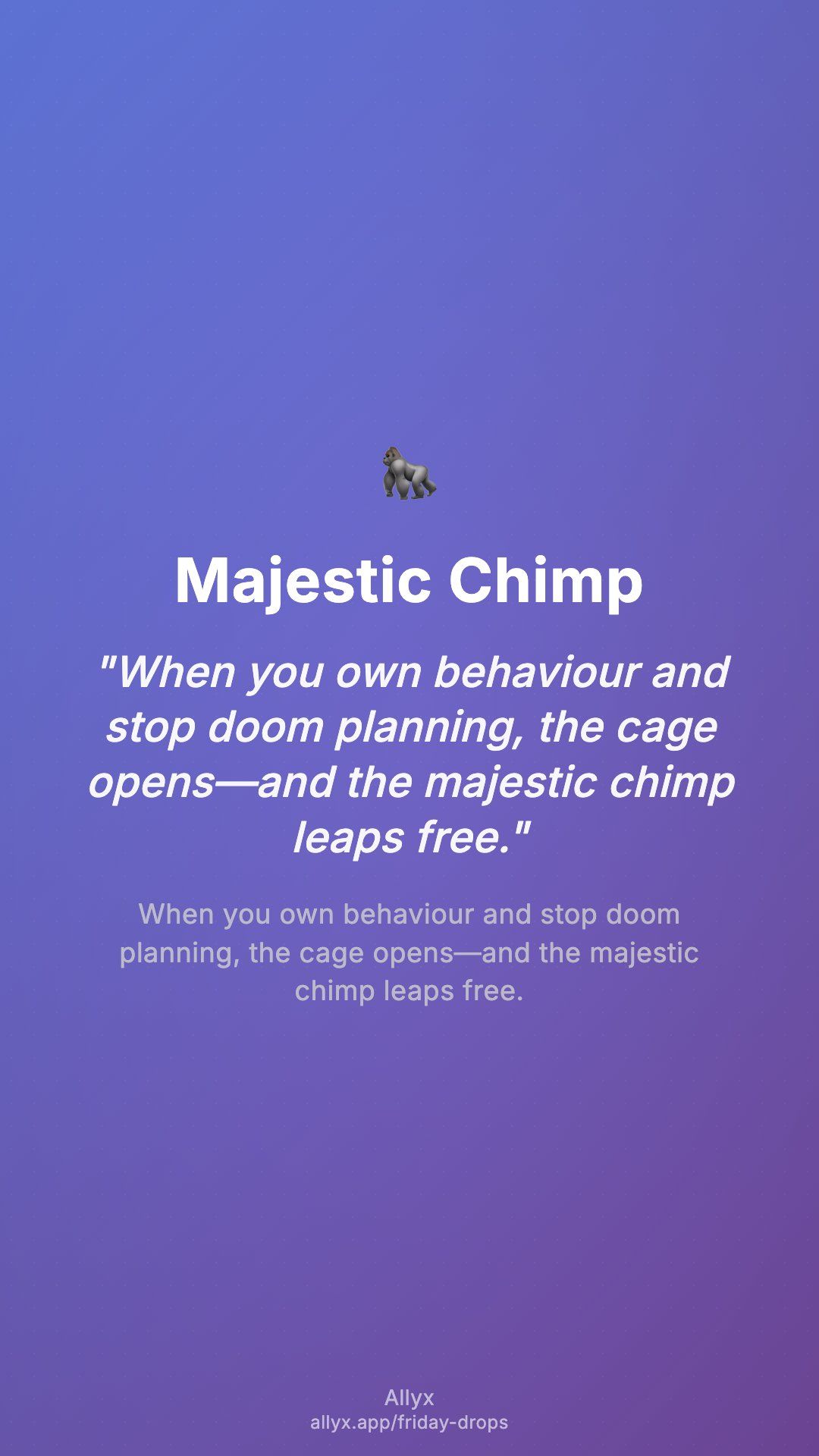 Shareable story card for Majestic Chimp
