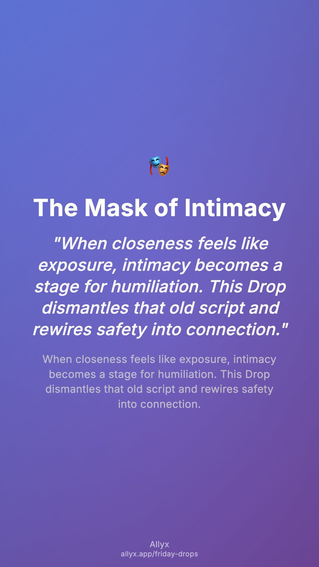 Shareable story card for The Mask of Intimacy