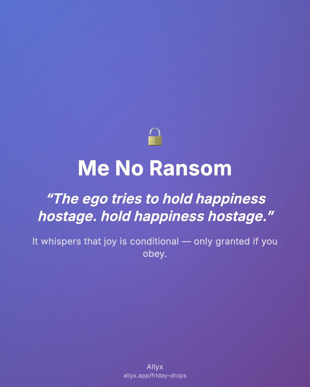 Shareable quote card for Me No Ransom